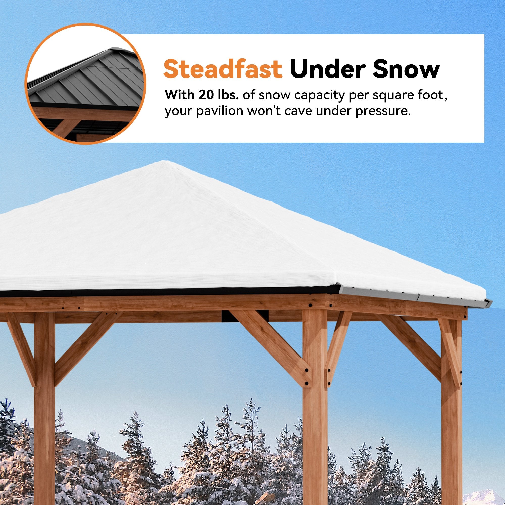 Modern Shade 10x10 Wood Gazebo,Permanent Hardtop Gazebo with Mosquito Net,with Galvanized Steel Roof Hardtop