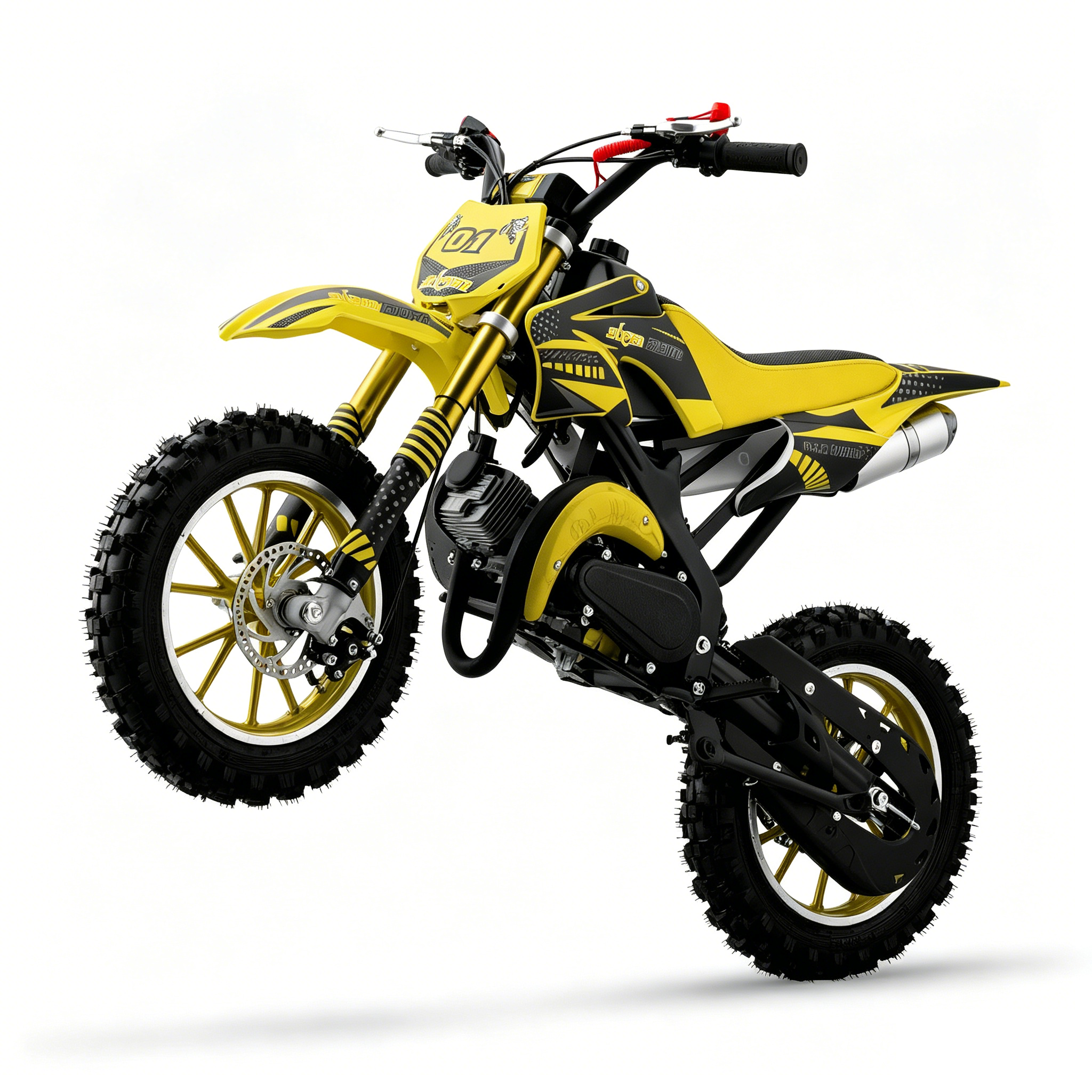 Epicord 50cc Kid Dirt Bike,2-Stroke Gas Mini Bike for Kids 8-14 Shock Absorption,Pull Start,Max Speed 40 MPH, 160 lb Capacity,Yellow