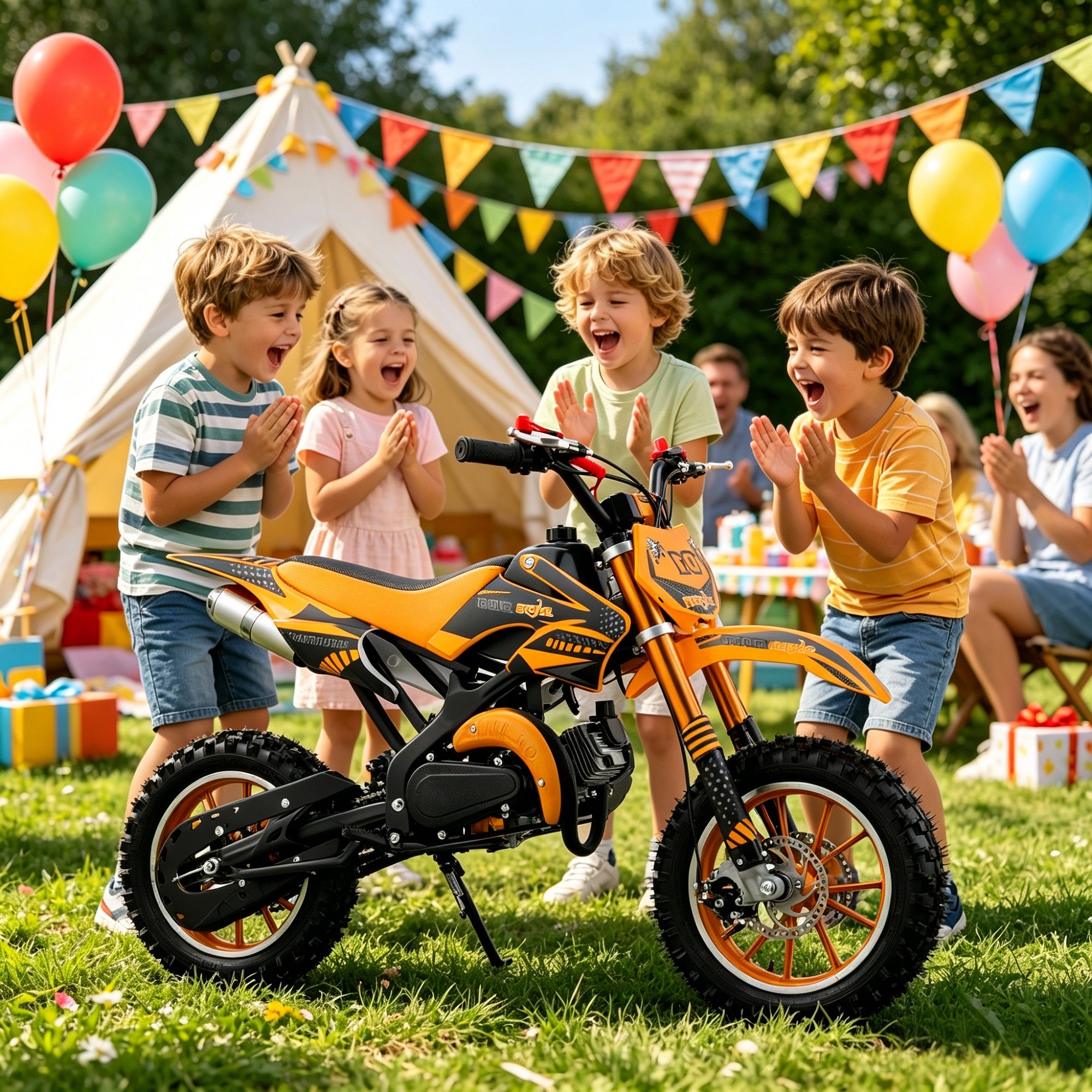 Gpower Gasoline 49cc Dirt Bike for Kids 6-15,2-Stroke Gas Power Mini Dirt Bike,1-Seater,Orange