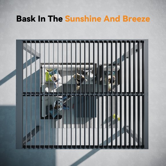 FONA 10'x12' Aluminum Louvered Pergola, Adjustable Roof, USB Charging, Black for Patio