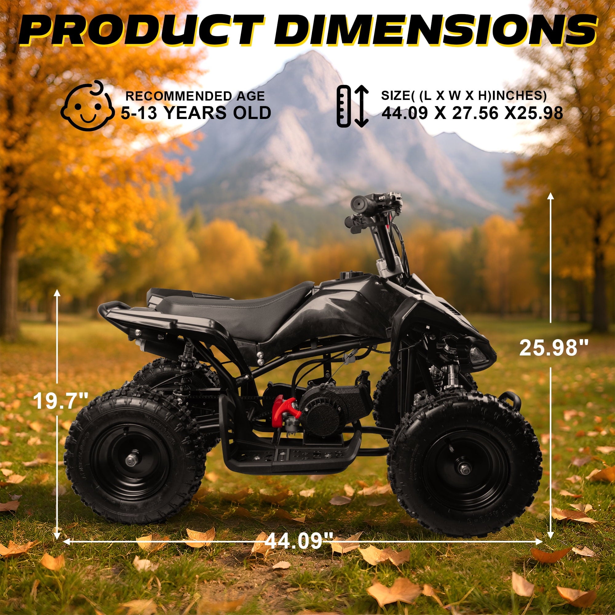 Gpower 49cc Mini Gas ATV for 5-13 Kids with 2-Stroke Engine,4-wheeler with Disc Brake,Pull Start,6" Wheels