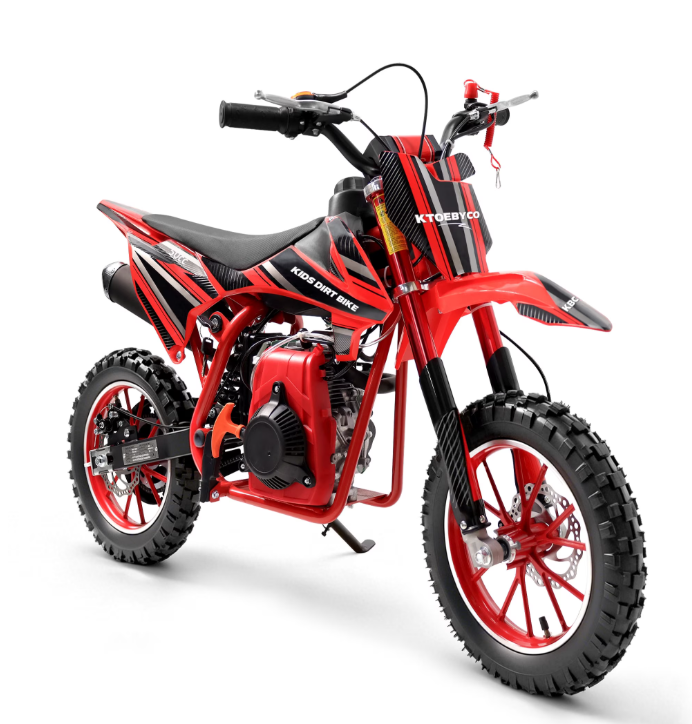 Ktoebyco 50cc Dirt Bike for Kids 6-12,4-Stroke Gas Power Mini Motorcycle,1-Seater,2L Fuel Capacity,Red