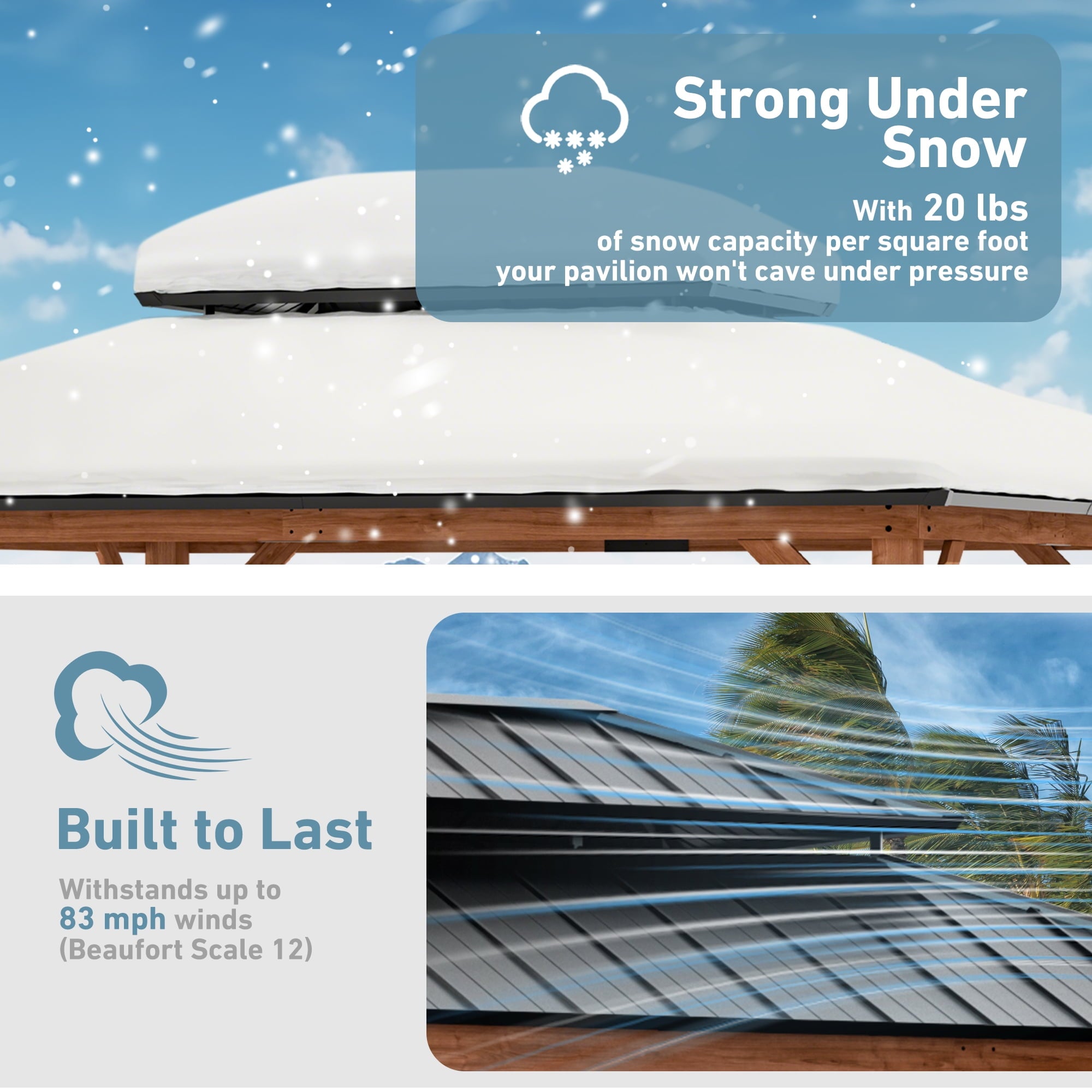 FONA 12'x16' Rosewood Cedar Grill Gazebo,Double Galvanized Steel Roof & Sturdy Hooks for Backyard