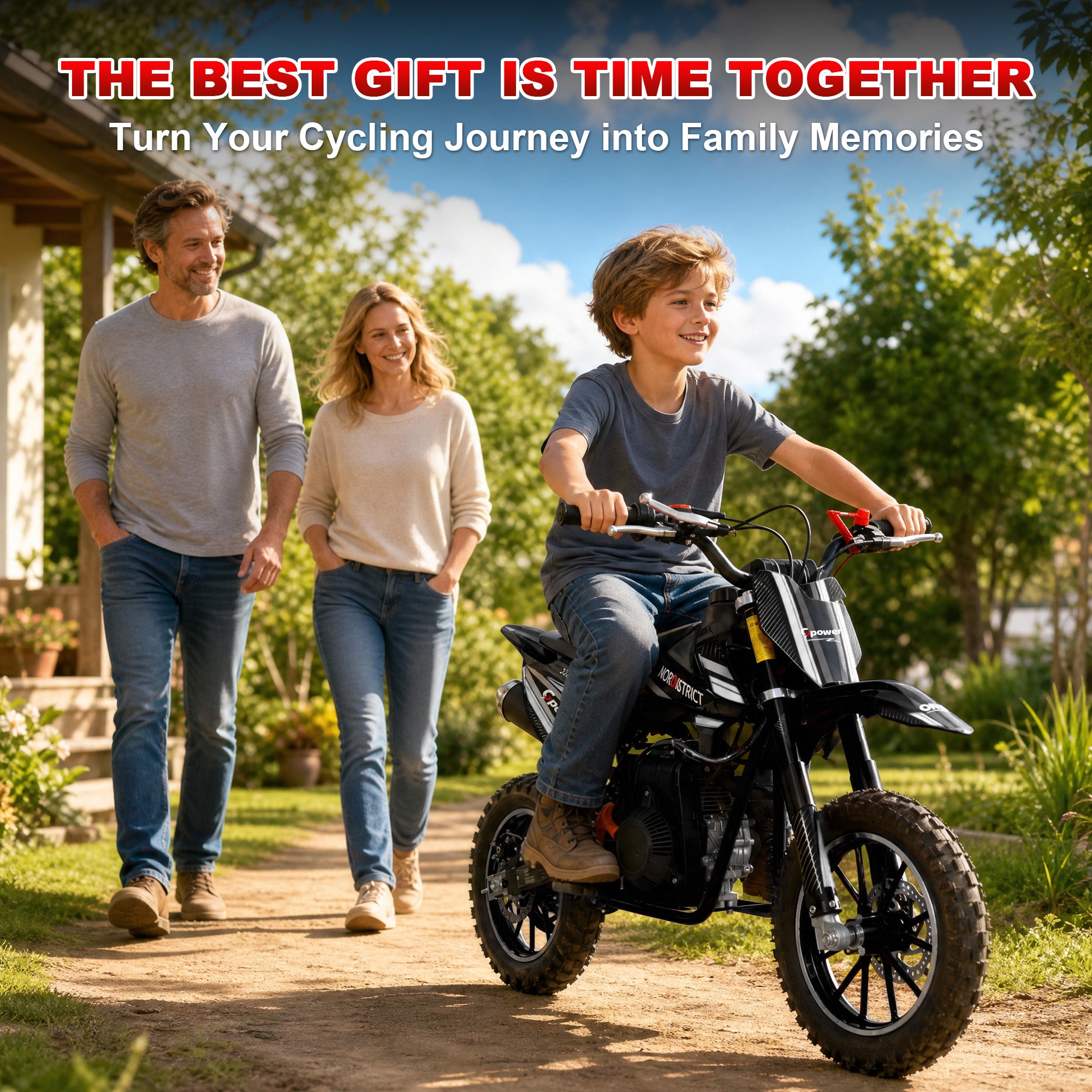Gpower 50cc 4-Stroke Dirt Bike for Kids 13-17, Gas Power Mini Dirt Bike,1-Seater,Black