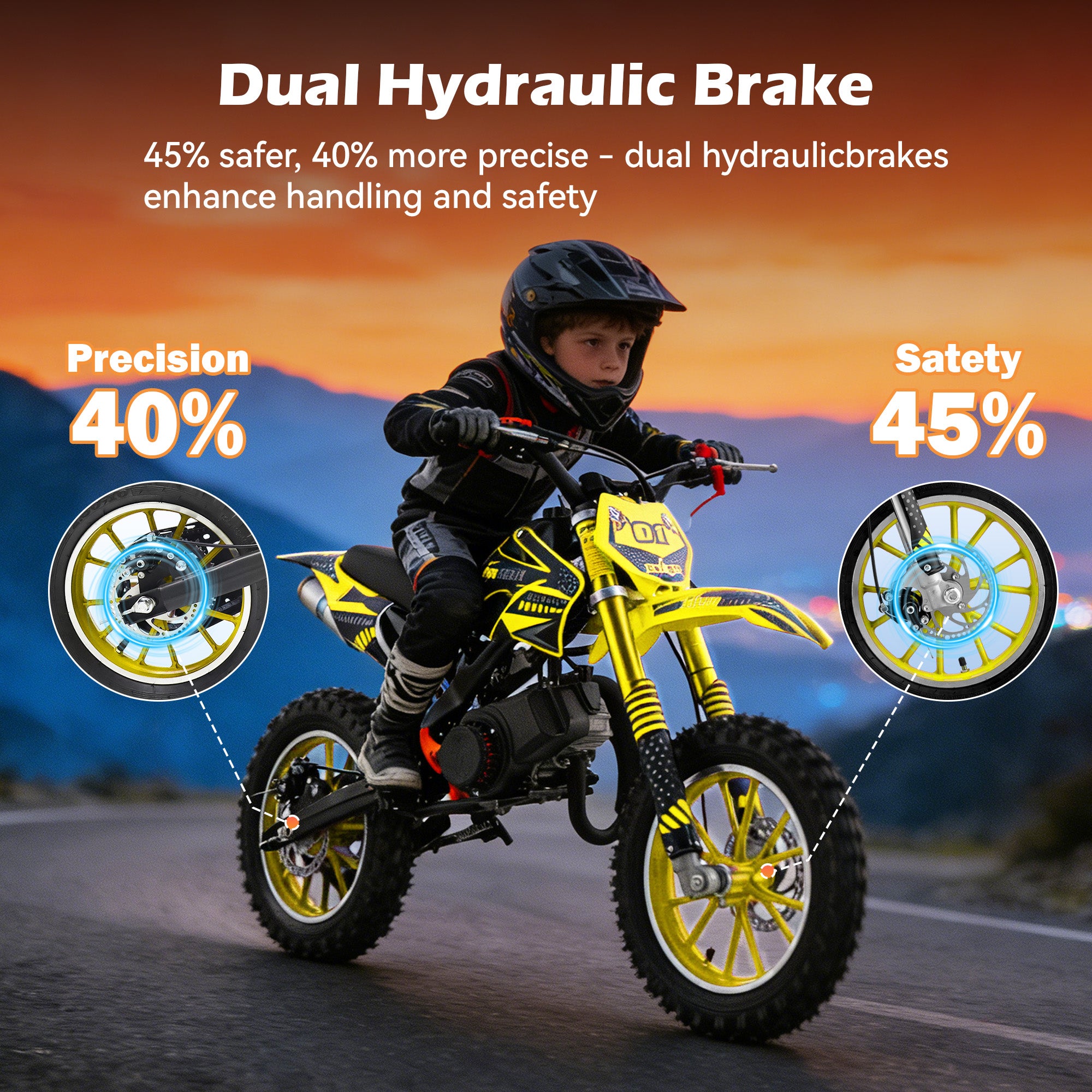 Gpower 49cc Dirt Bike for Kids 6-15,2-Stroke Gas Powered Mini Dirt Bike,1.5L Fuel Capacity,1-Seater,Yellow (4.7) | 35 ratings