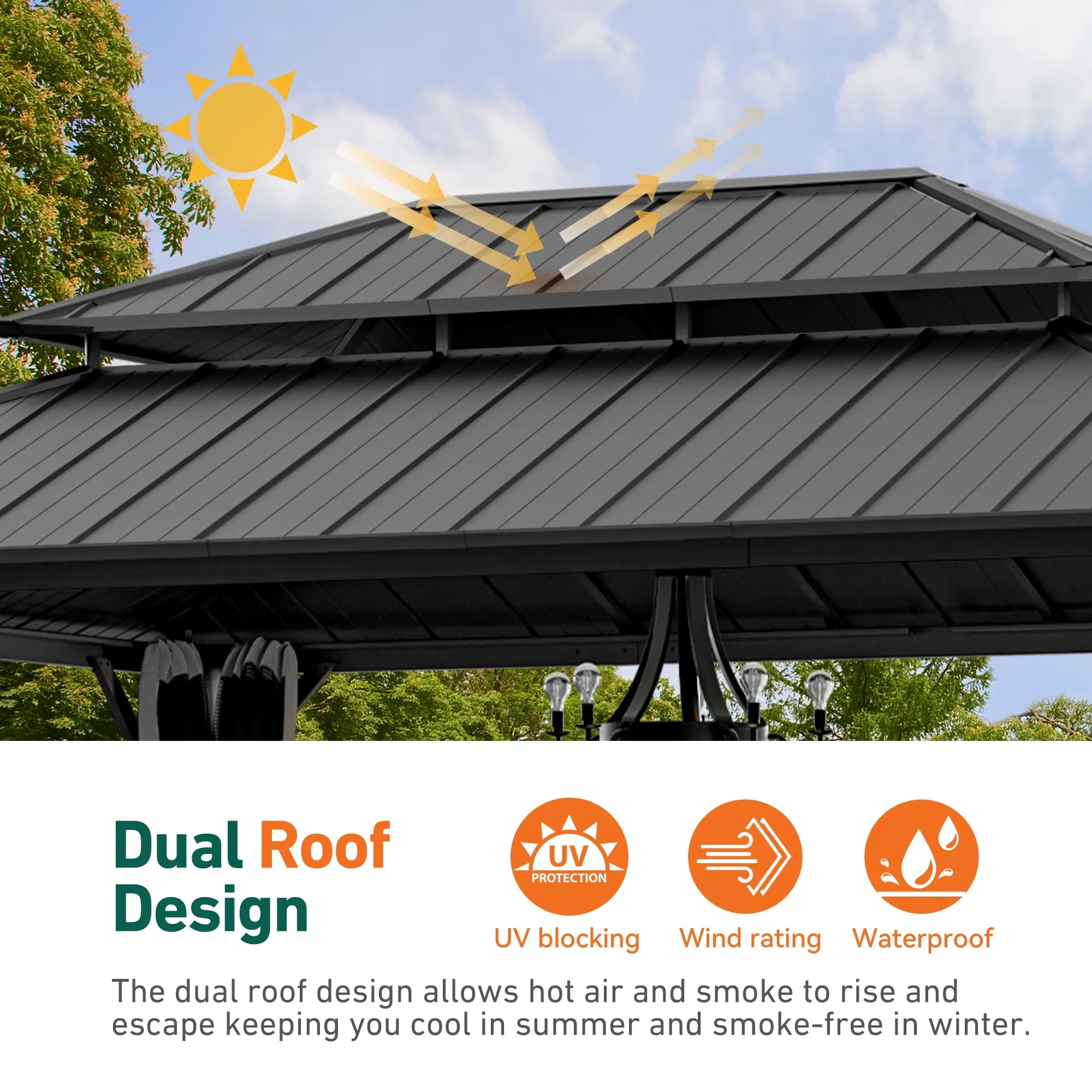 Modern Shade 12'x16' Hard Top Gazebo W/ Solar LED light