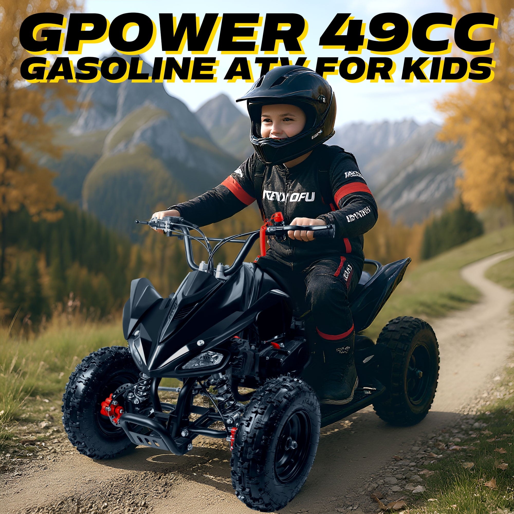 Gpower 49cc Mini Gas ATV for 5-13 Kids with 2-Stroke Engine,4-wheeler with Disc Brake,Pull Start,6" Wheels