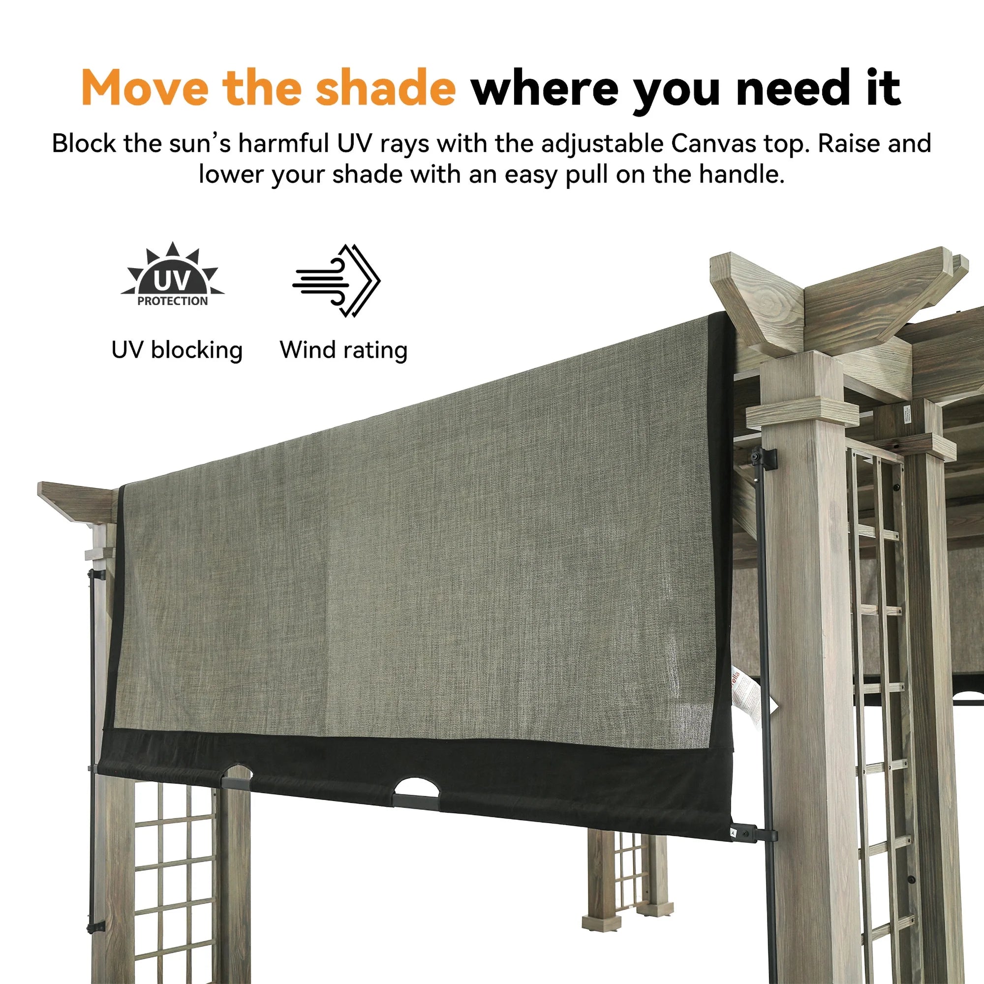 Modern Shade Outdoor Pergola 12' x 14', Patio Pergola with Arched Roof Design, All Aluminum Gazebo with Durable Canvas for patio, Backyard, Deck, Lawn, Wood-Looking