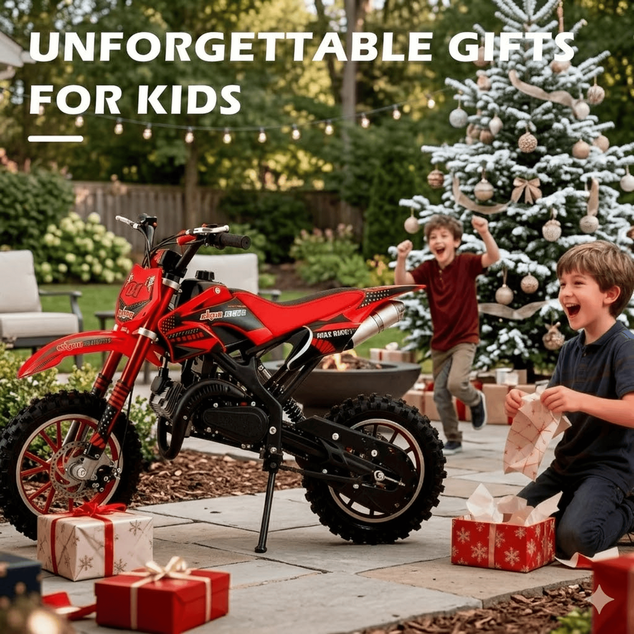 Epicord 50cc Kid Dirt Bike,2-Stroke Gas Mini Bike for Kids 8-14 Shock Absorption,Pull Start,Max Speed 40 MPH, 160 lb Capacity,Red