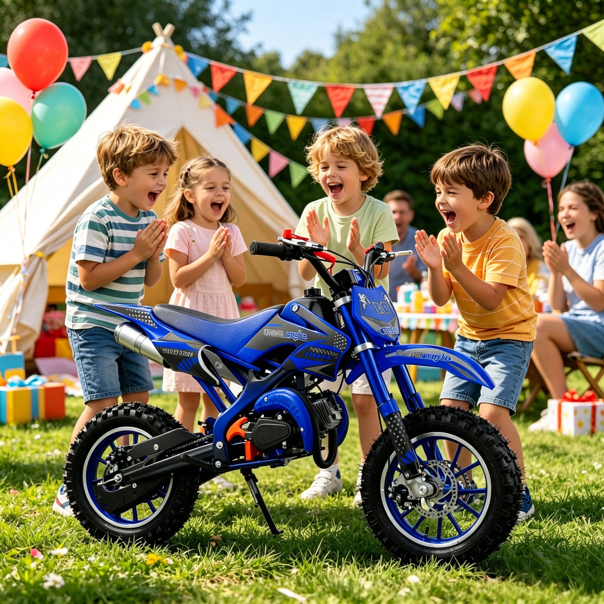Gpower Gasoline 49cc Dirt Bike for Kids 6-15,2-Stroke Gas Power Mini Dirt Bike,1-Seater,Blue