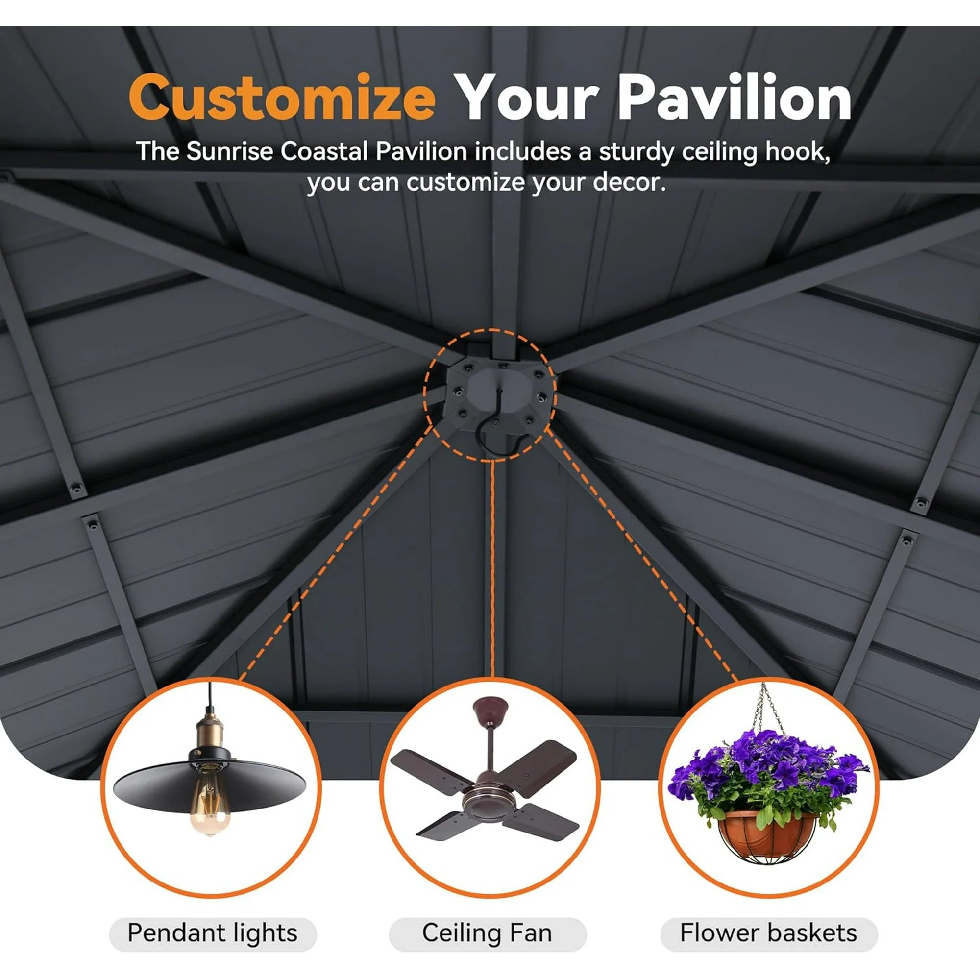 ModernShade 10'x20' Pergola Hybrid Gazebo with Adjustable Shade Fabric,Hardtop Roof,Privacy Curtains,Brown