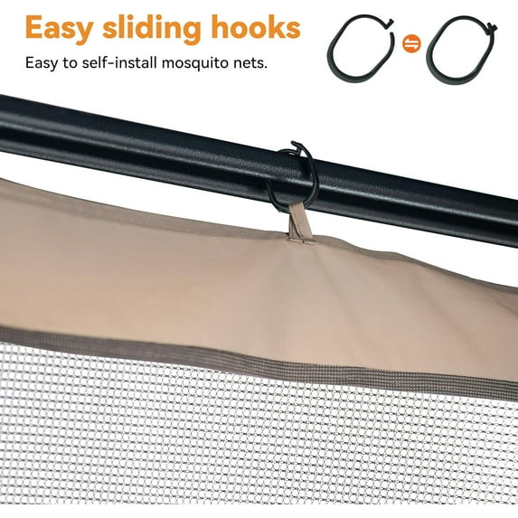 FONA Gazebo Mosquito Netting Replacement Universal 4-Panel Sidewalls 10' x 12', Outdoor Gazebo Mosquito Nettings with Double Zipper, Replacement for Patio Canopy, Garden