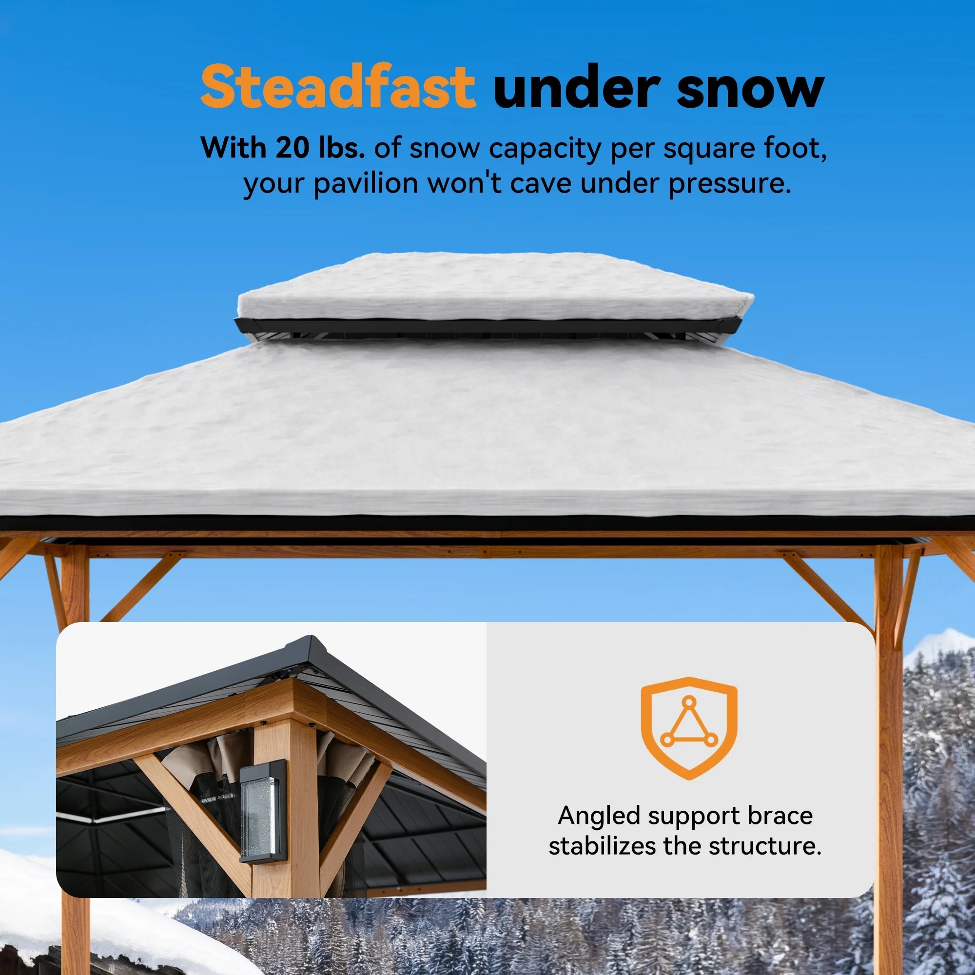 Modern Shade 10'x12' Hard Top Gazebo W/ Solar LED light