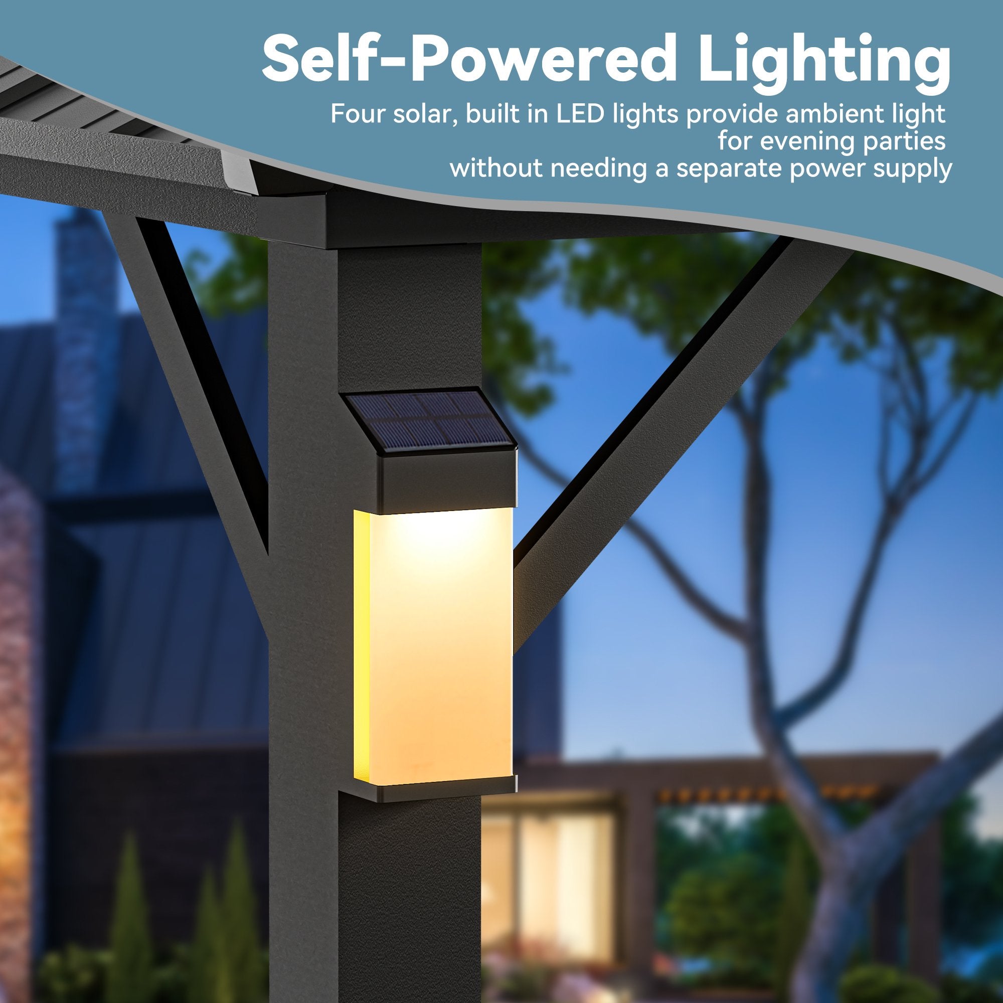 Modern Shade Horizon 12'x12' Hard Top Gazebo W/ Solar LED light