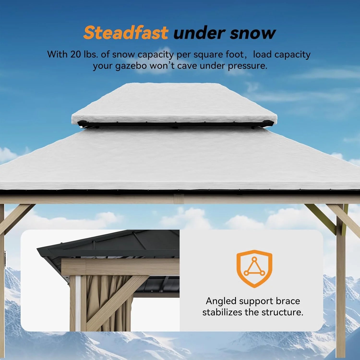 Modern Shade Hardtop Gazebo 12' x 14', Patio Gazebo with 4 LED Lights, Outdoor Gazebo with Double Roof, Patio Gazebo with USB & USB-C Charging Port Deck, Mosquito Netting and Curtains, Wood-Looking