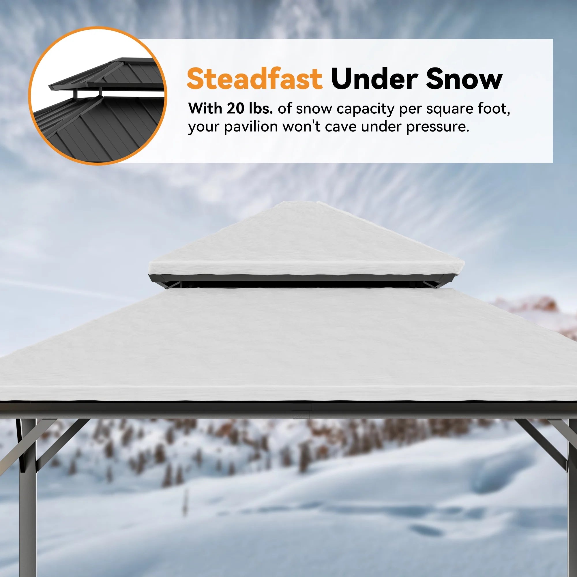 Modern Shade Horizon 12'x12' Hard Top Gazebo W/ Solar LED light