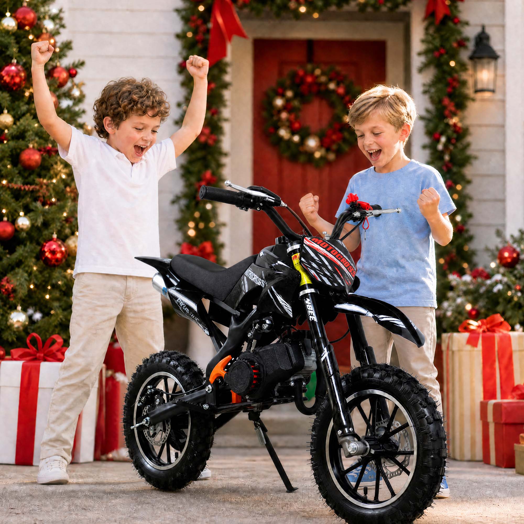 Gpower 49cc Dirt Bike for Kids 6–15, 2-Stroke Gas-Powered Mini Bike, 1-Seater, Black
