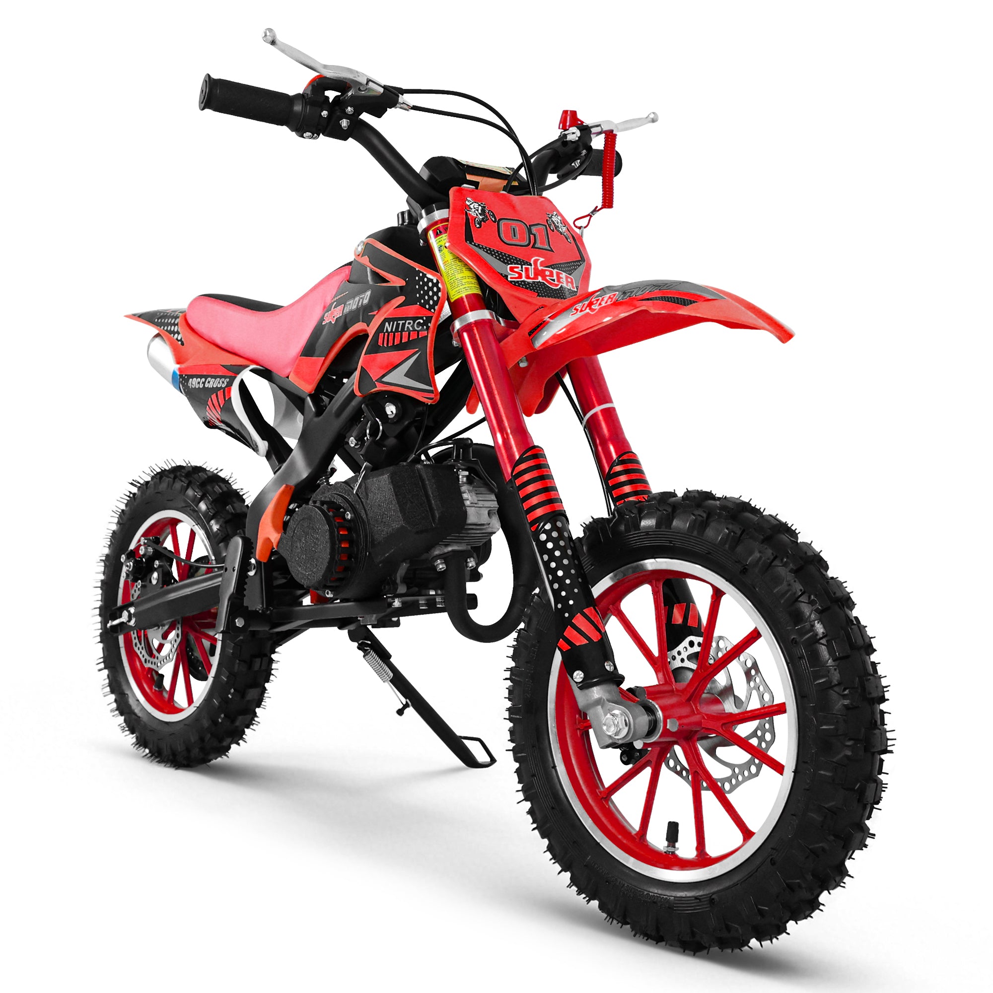 Gpower Mini Dirt Bike, 49cc 2-Stroke Gasoline Motorcycle for Kids 6-15 Years Old, Red