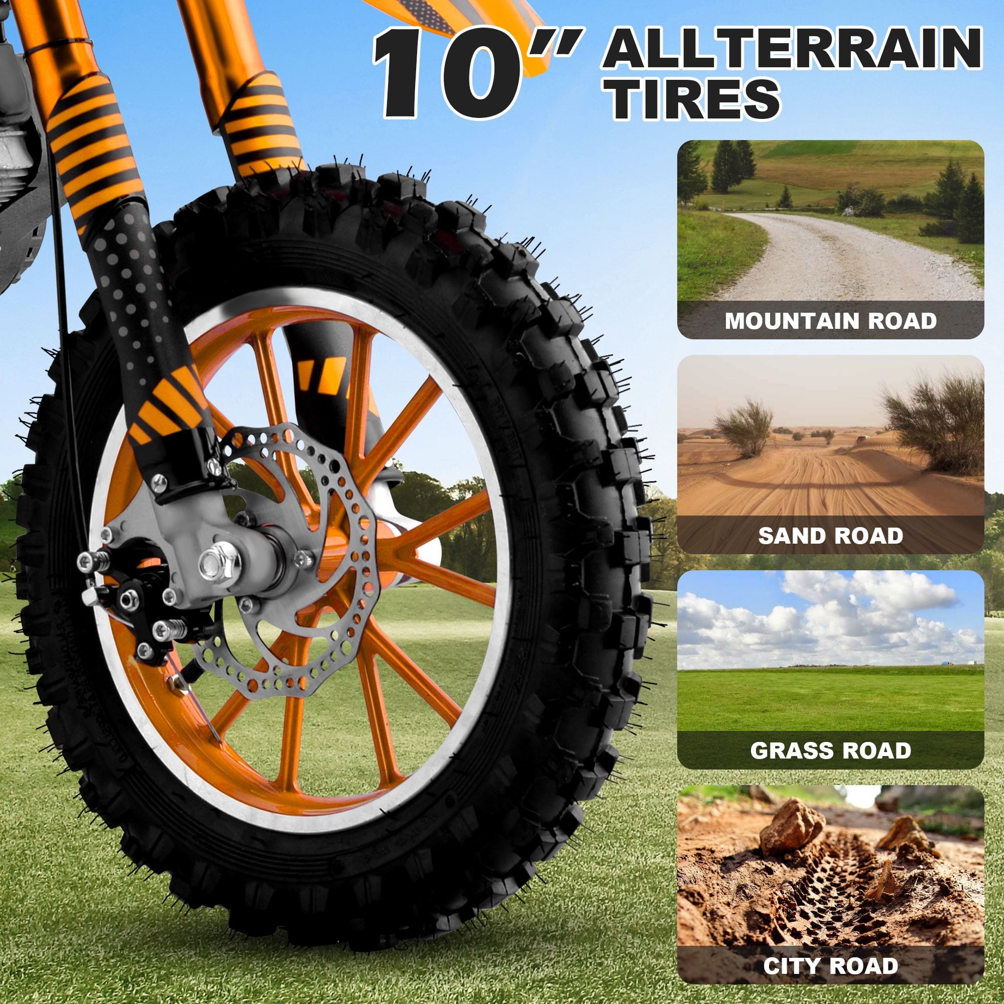 Gpower Gasoline 49cc Dirt Bike for Kids 6-15,2-Stroke Gas Power Mini Dirt Bike,Orange