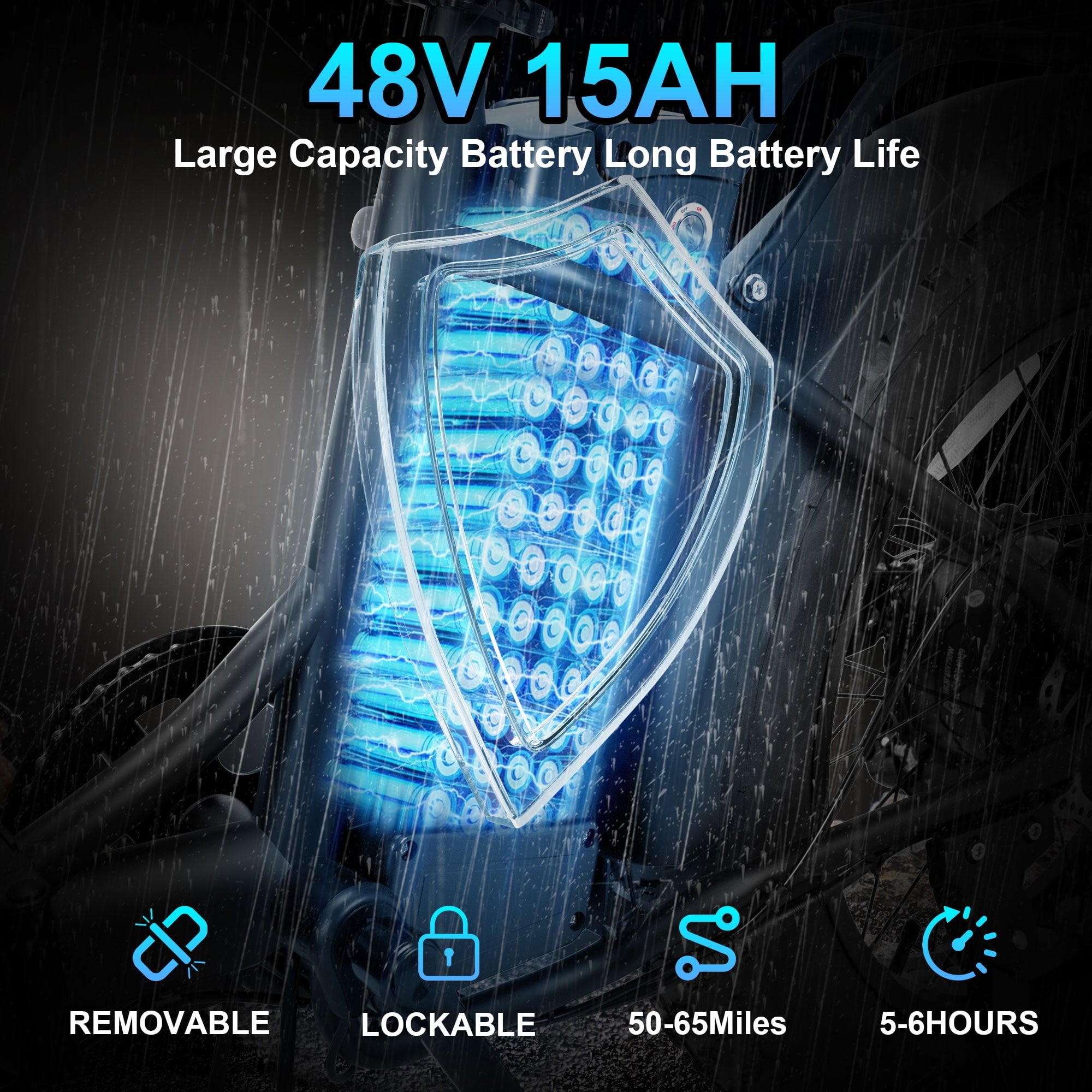 Gpower Foldable Electric Mountain Bike for Adult 20", 750W Motor,Fat Tire,48V 15AH,UL2849,Black