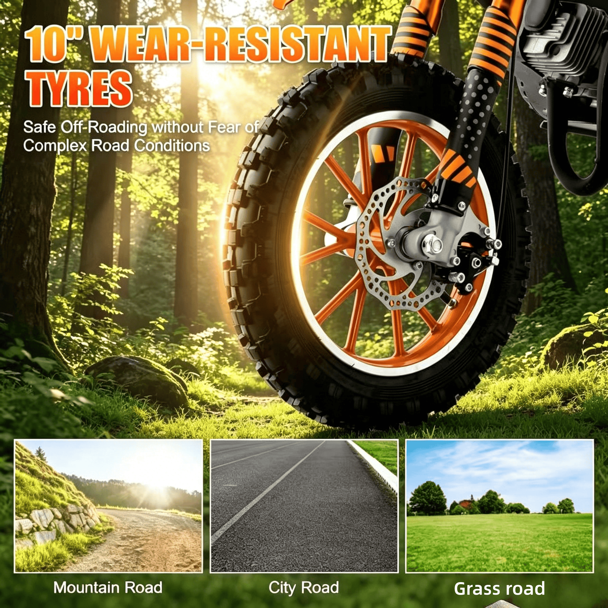Ktoebyco 49cc Mini Dirt Bike for Kids, 2-Stroke off Road Gasoline Motorcycle,1.5L Fuel Capacity,Orange