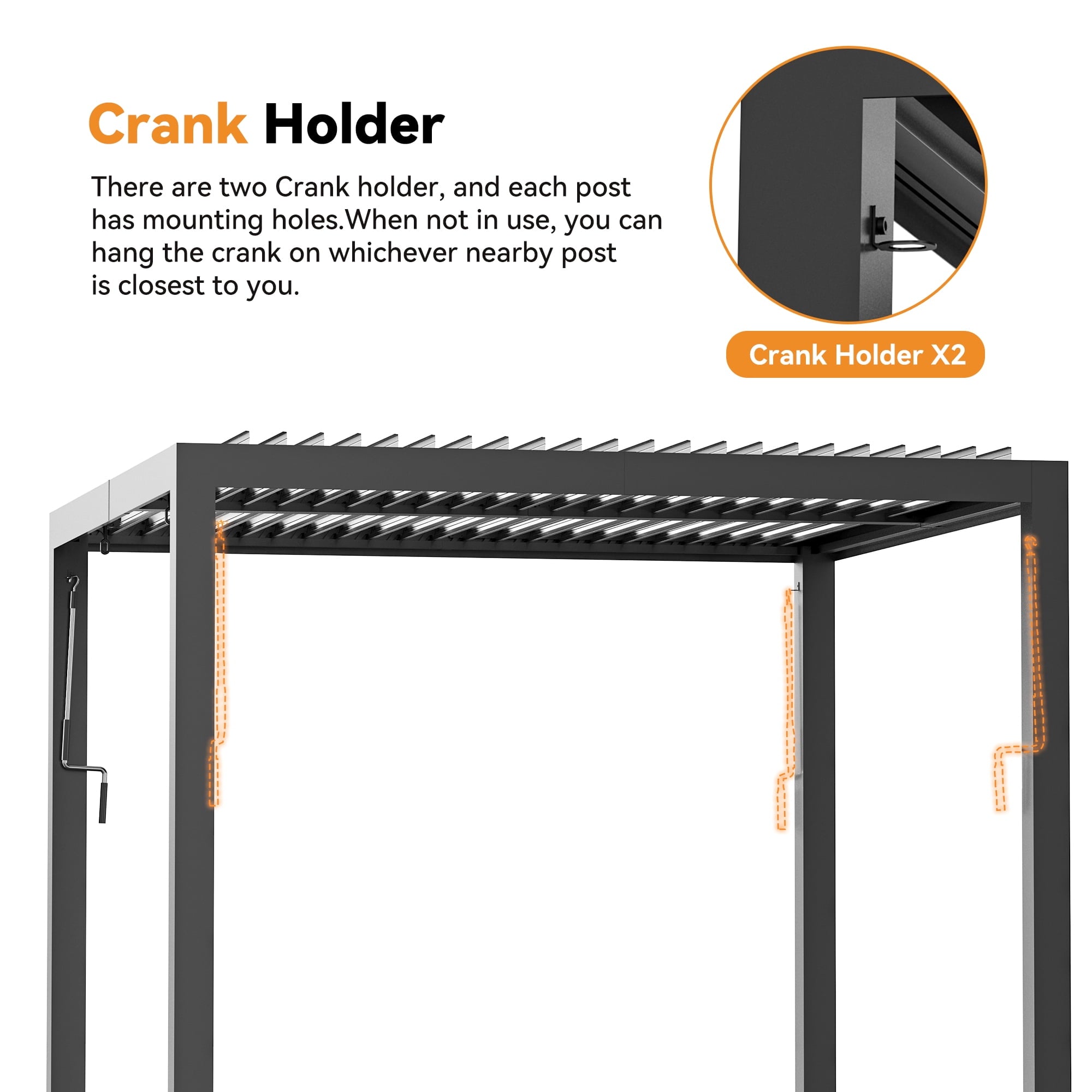 FONA 10'x10' Aluminum Louvered Pergola, Adjustable Roof, USB Charging, Black for Patio