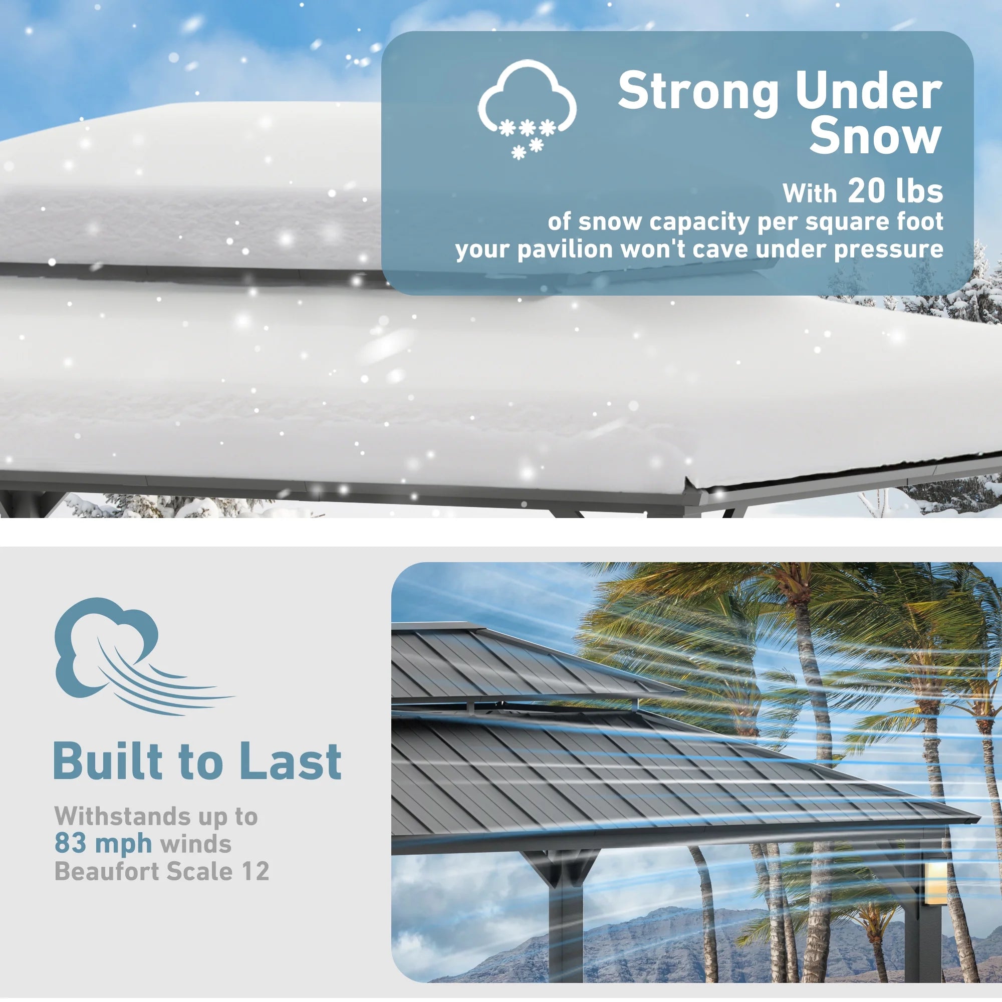 Modern Shade 12'x16' Hard Top Gazebo W/ Solar LED light