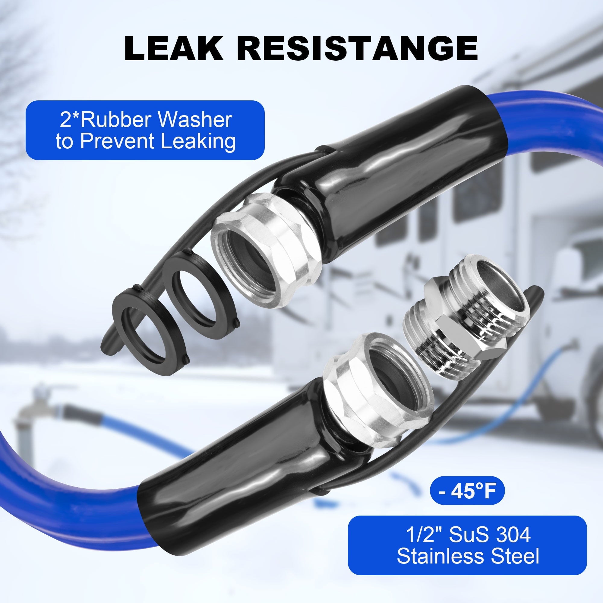 Ktoebyco 25FT Heated Water Hose for RV, Self-Regulating Anti-Freeze Hose -45°F, Lead & BPA Free