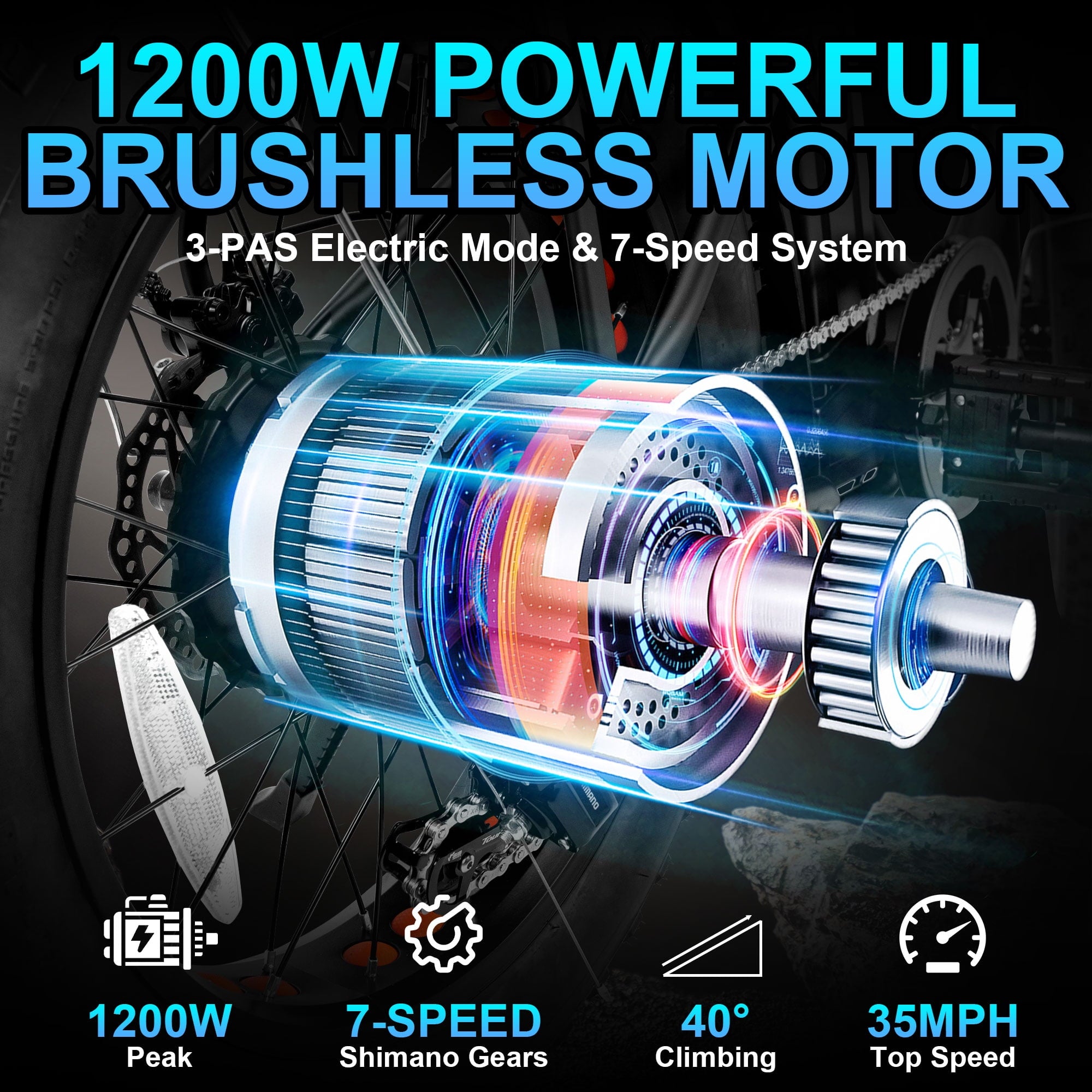 Gpower Foldable Electric Mountain Bike for Adult 20", 750W Motor,Fat Tire,48V 15AH,UL2849,Black