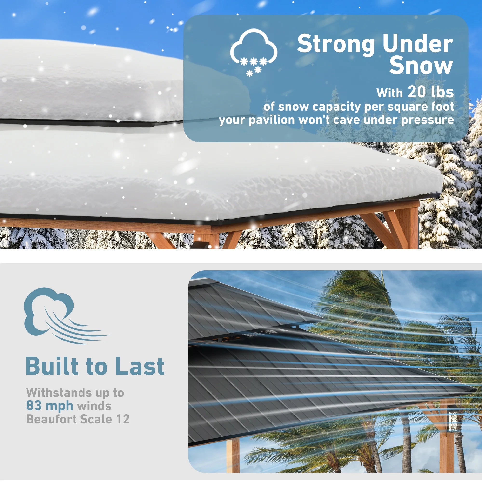 Modern Shade 12'x16' Hard Top Gazebo W/ Solar LED light