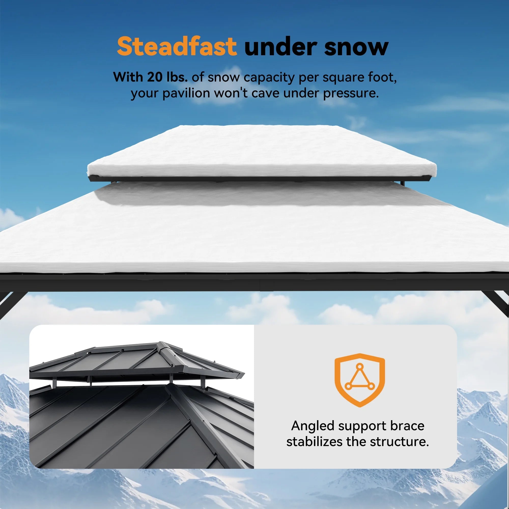 Modern Shade Permanent Hardtop Gazebo 12' x 16' with 4 LED Lights, Outdoor Gazebo with Double Roof, Aluminum Frame, Patio Gazebo with USB Charging Port Deck, Mosquito Netting and Curtains, Black