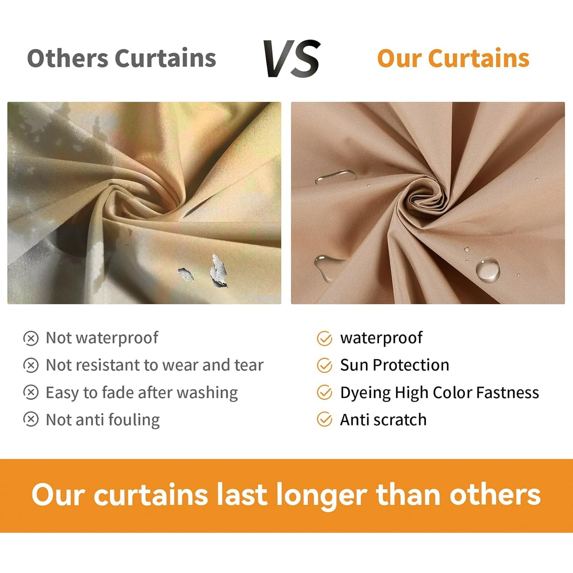 FONA Gazebo Curtain Replacement Universal 4-Panel Sidewalls 10' x 12', Outdoor Gazebo Privacy Curtains with Zipper, Replacement for Outdoor, Patio Canopy, Garden and Backyard