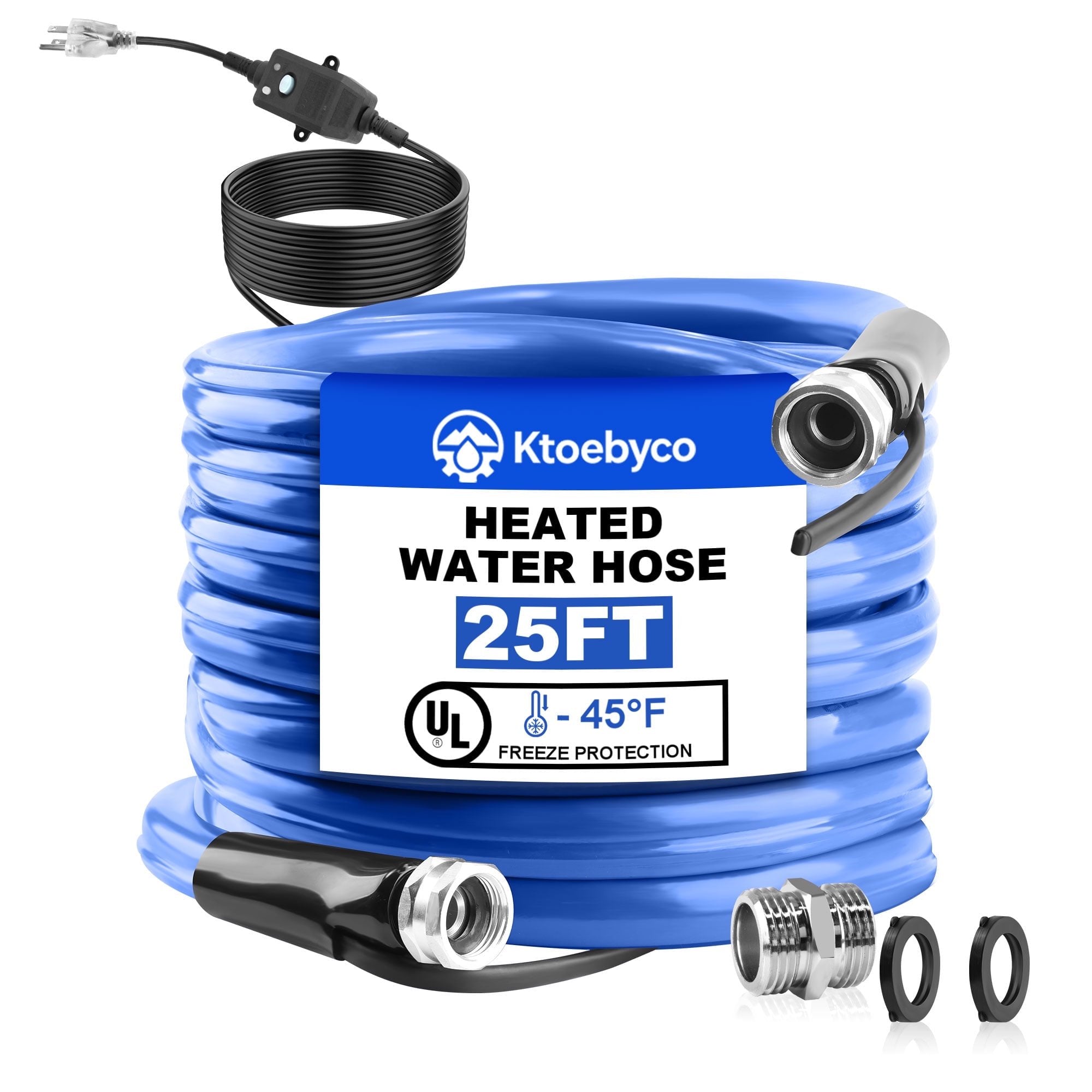 Ktoebyco 25FT Heated Water Hose for RV, Self-Regulating Anti-Freeze Hose -45°F, Lead & BPA Free