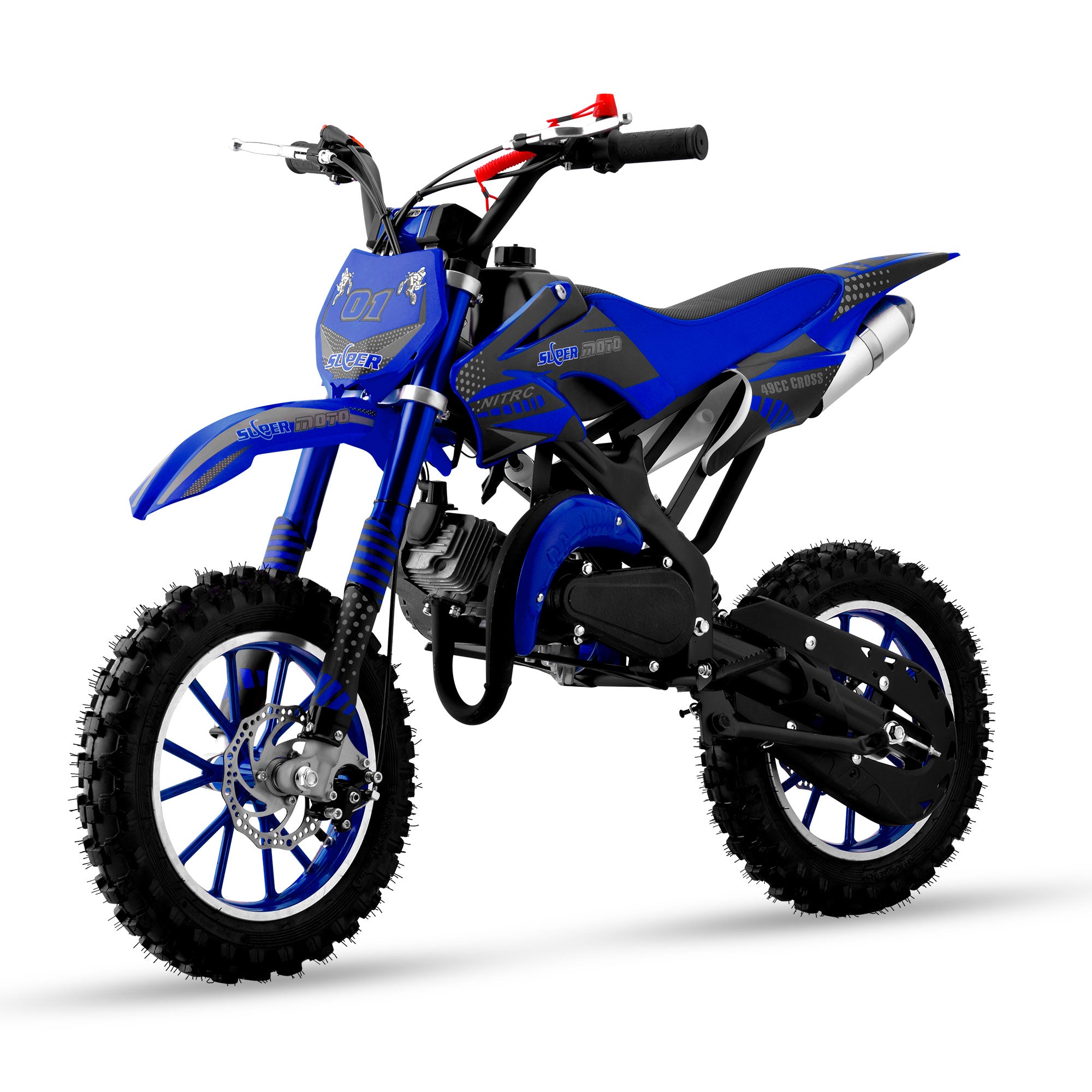 Gpower Gasoline 49cc Dirt Bike for Kids 6-15,2-Stroke off Road Motorized Dirt Bike,Blue