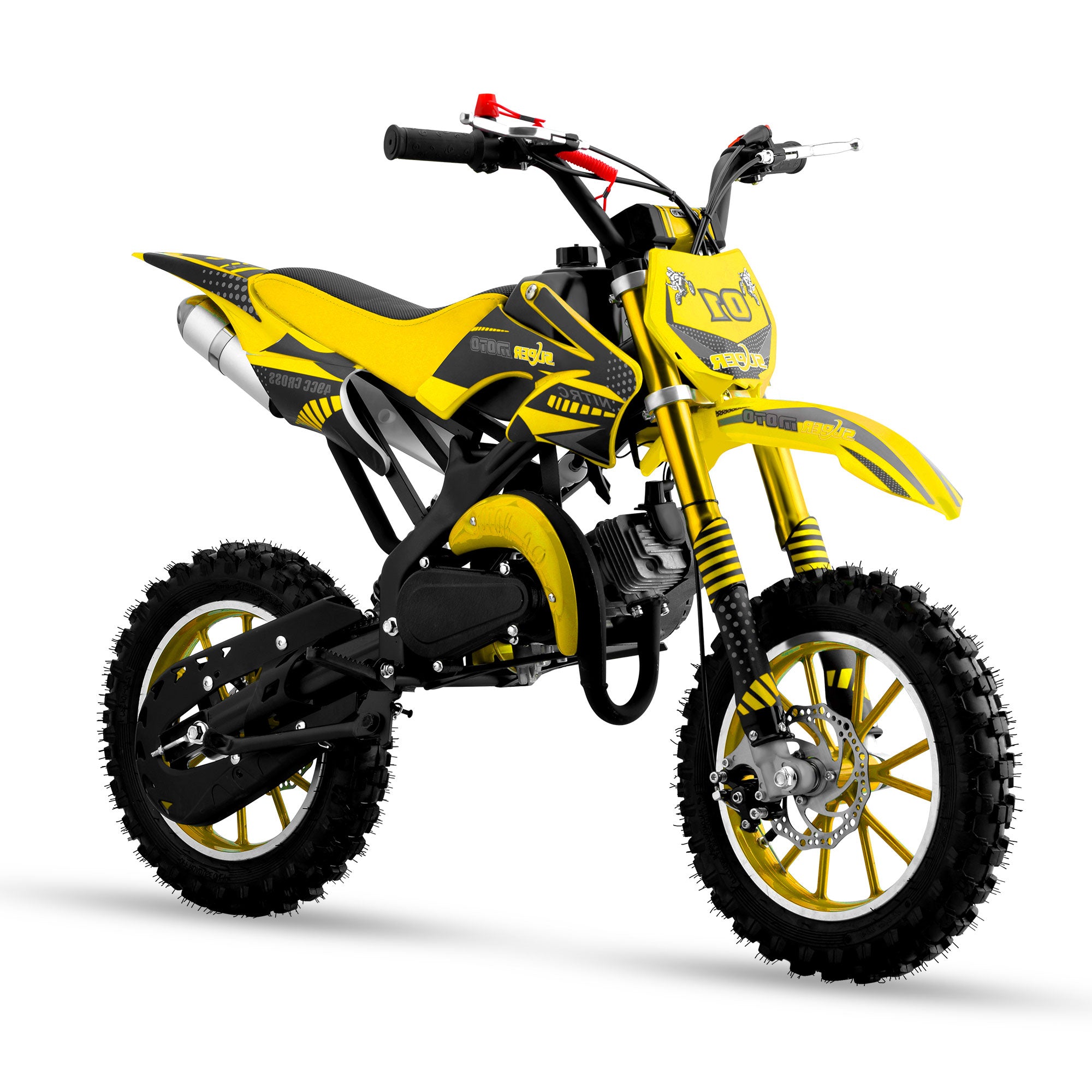 Gpower Gasoline 49cc Dirt Bike for Kids 6-15,2-Stroke Gas Power Mini Dirt Bike,1-Seater,Yellow