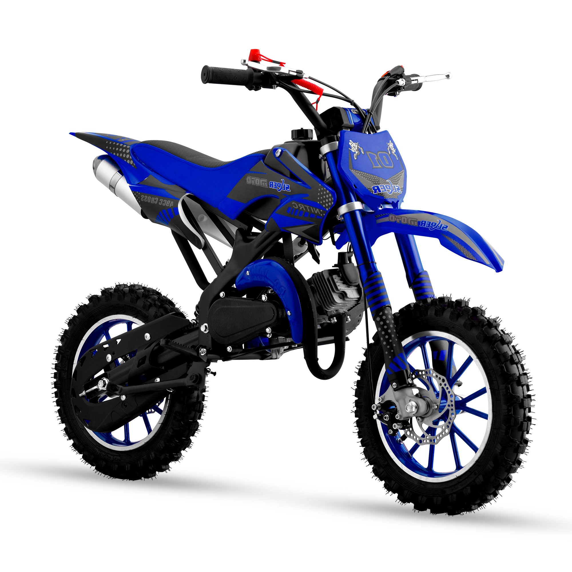 Gpower Gasoline 49cc Dirt Bike for Kids 6-15,2-Stroke Gas Power Mini Dirt Bike,1-Seater,Blue