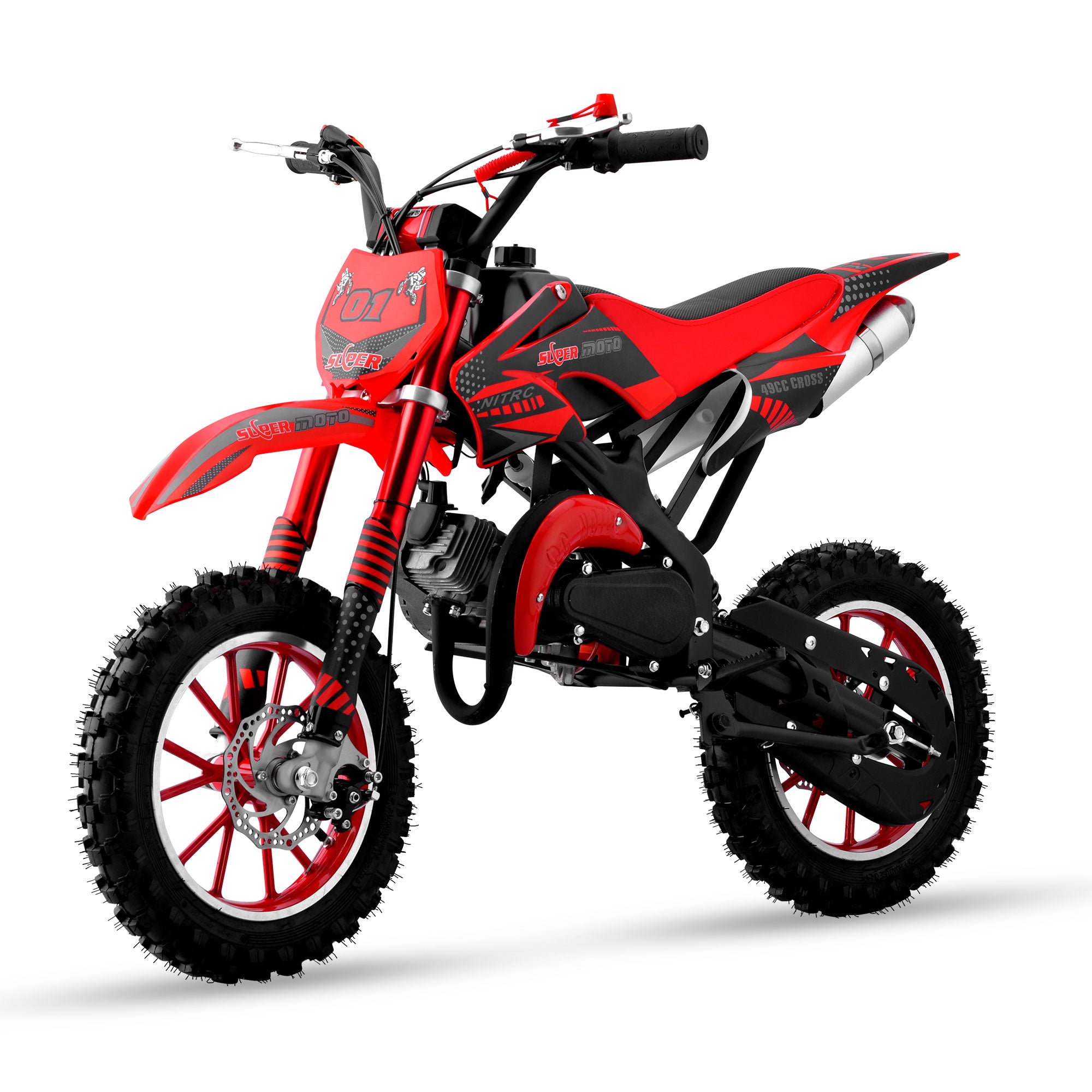 Gpower Gasoline 49cc Dirt Bike for Kids 6-15,2-Stroke off Road Motorized Dirt Bike,Red
