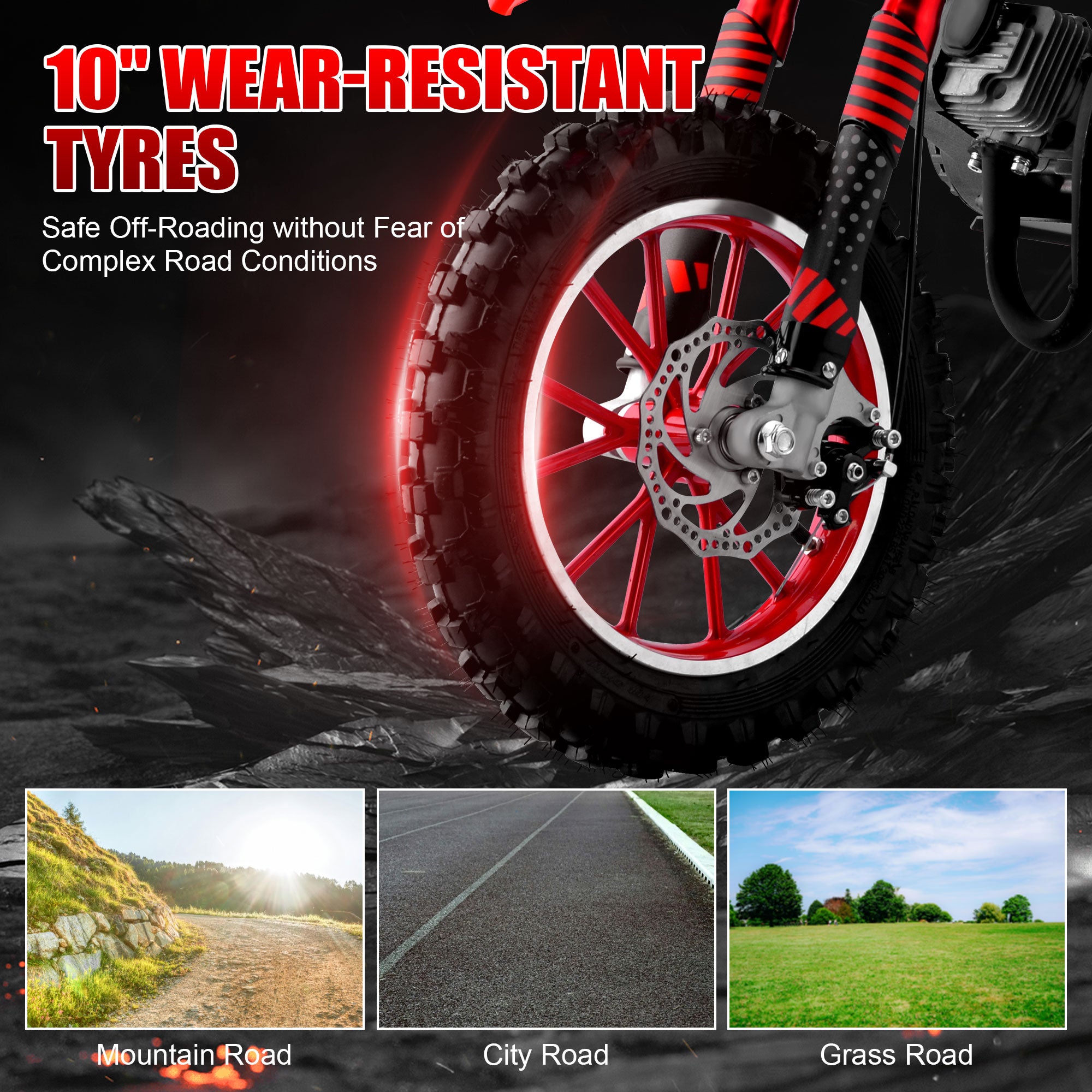 Gpower Gasoline 49cc Dirt Bike for Kids 6-15,2-Stroke off Road Motorized Dirt Bike,Red
