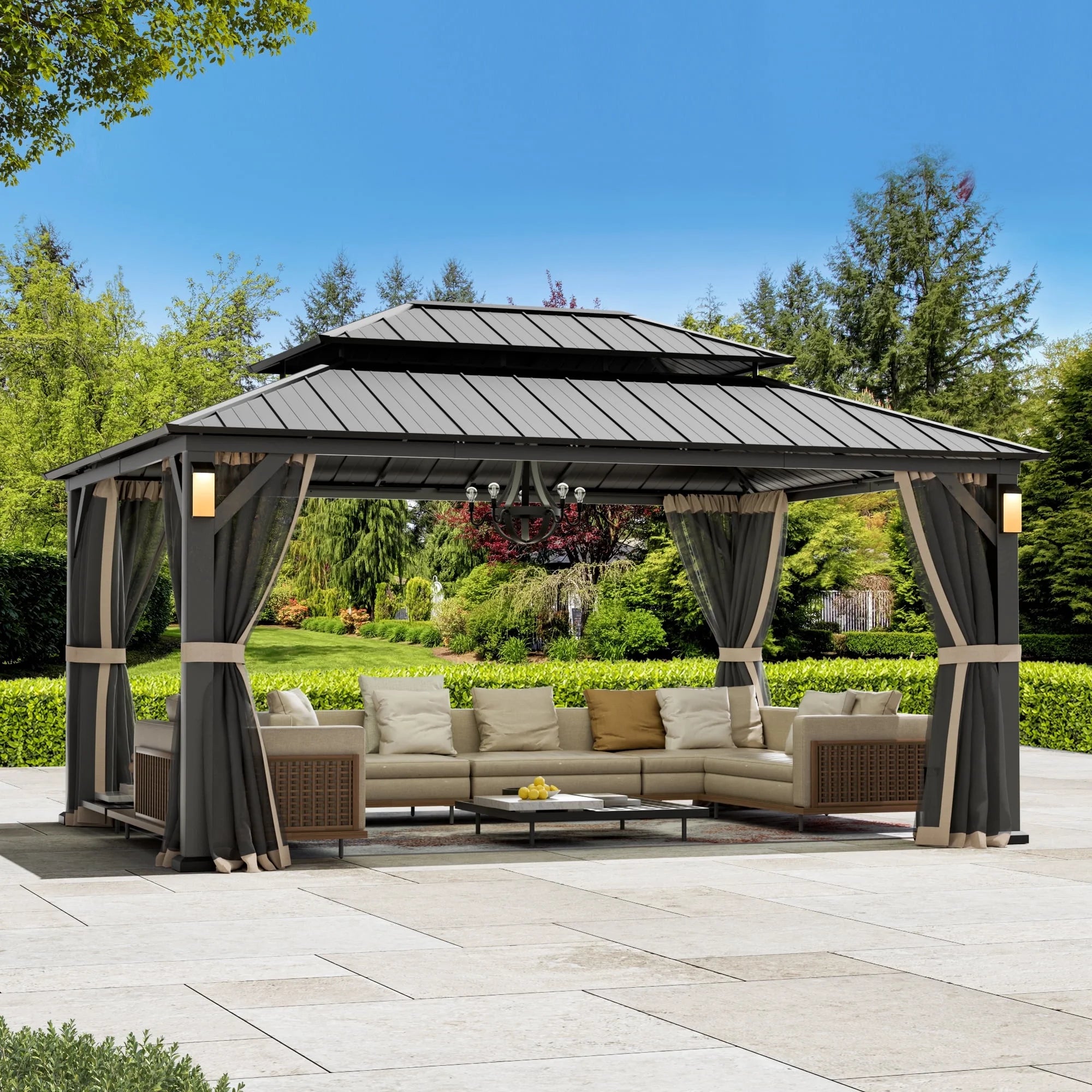 Modern Shade 12'x16' Hard Top Gazebo W/ Solar LED light