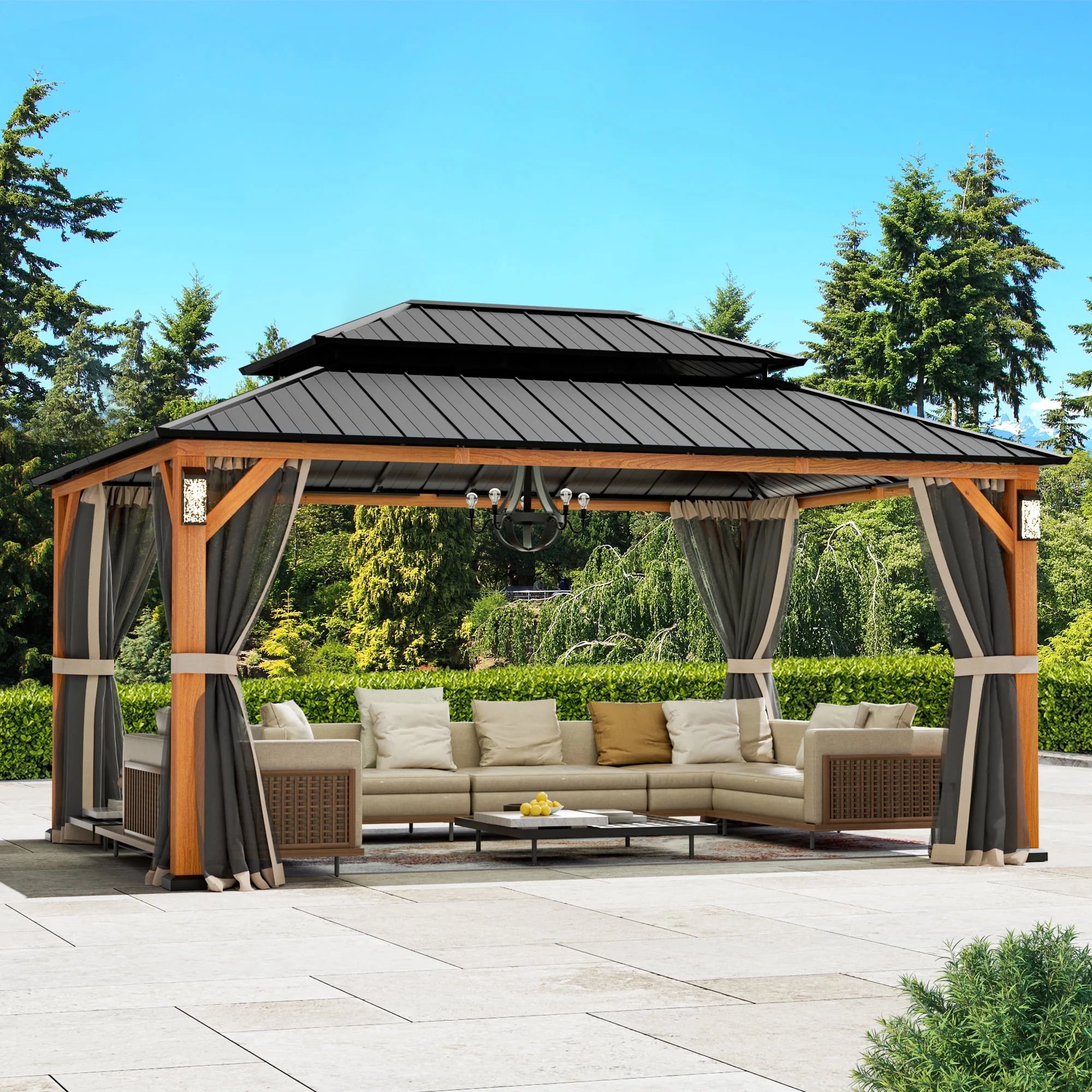 Modern Shade 12'x16' Hard Top Gazebo W/ Solar LED light
