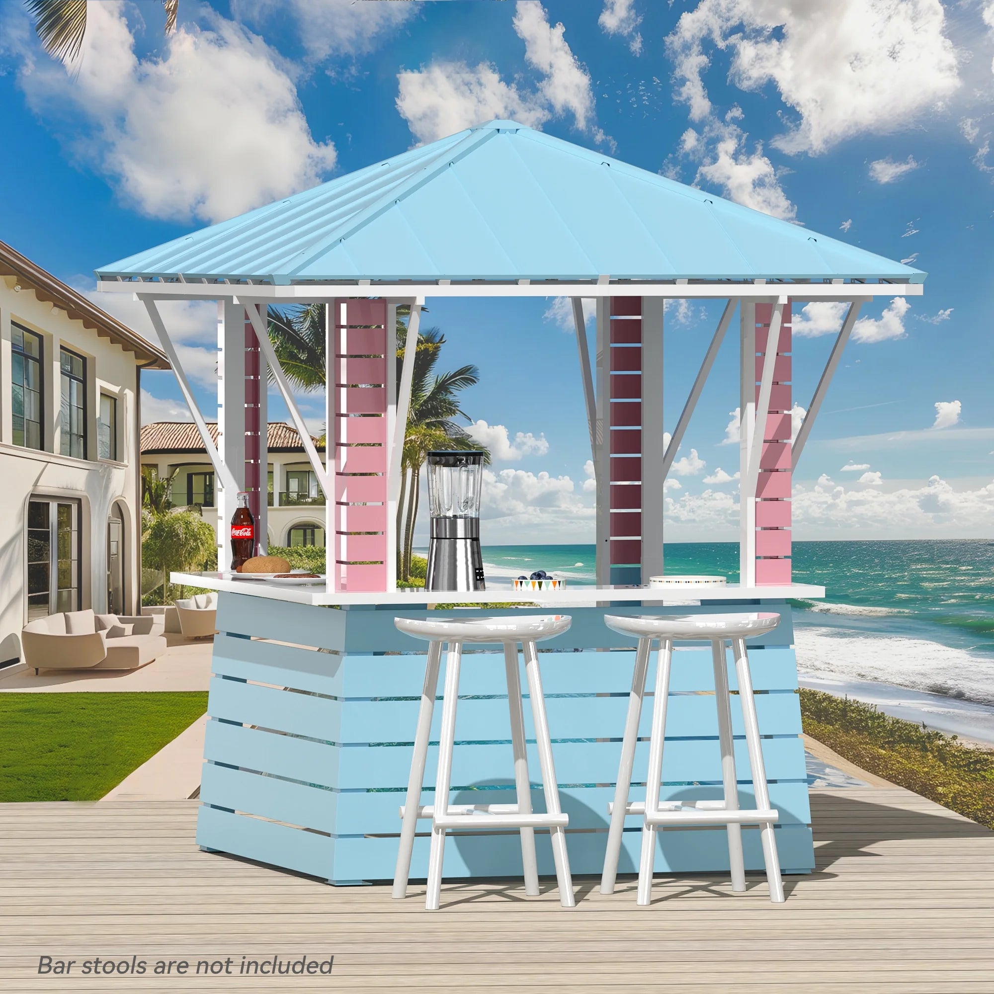 Modern Shade Outdoor Gazebo 8' x 8', Grill Gazebo with USB Charging Socket and Hooks, Patio Gazebo with 2 open sides, Galvanized Steel Pavilion for Swimming pool, Backyard, BBQ, Party