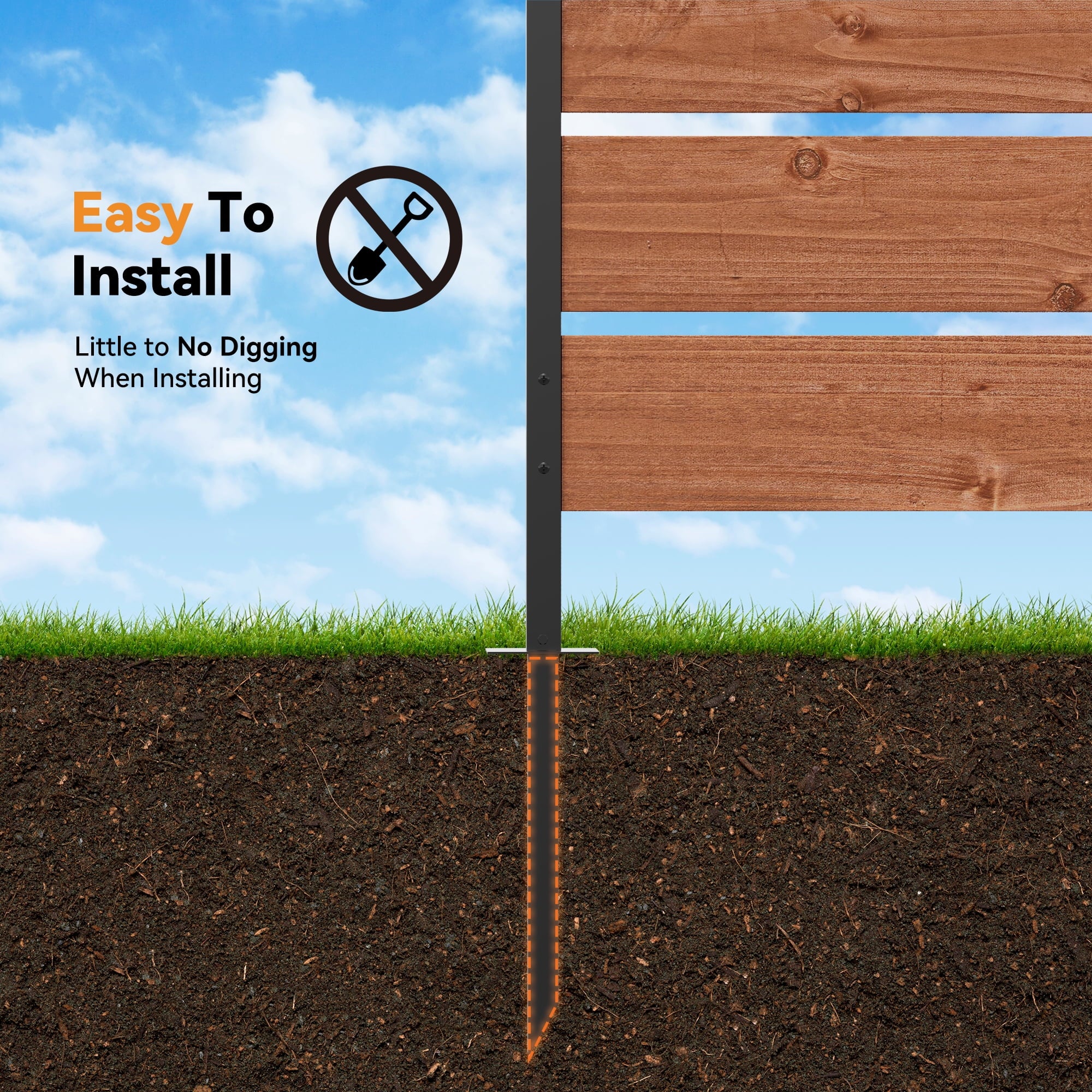 Modern Shade 5ft H x 3.3ft W No-Dig Wood Privacy Fence Panel, Outdoor Screen for Patio/Deck