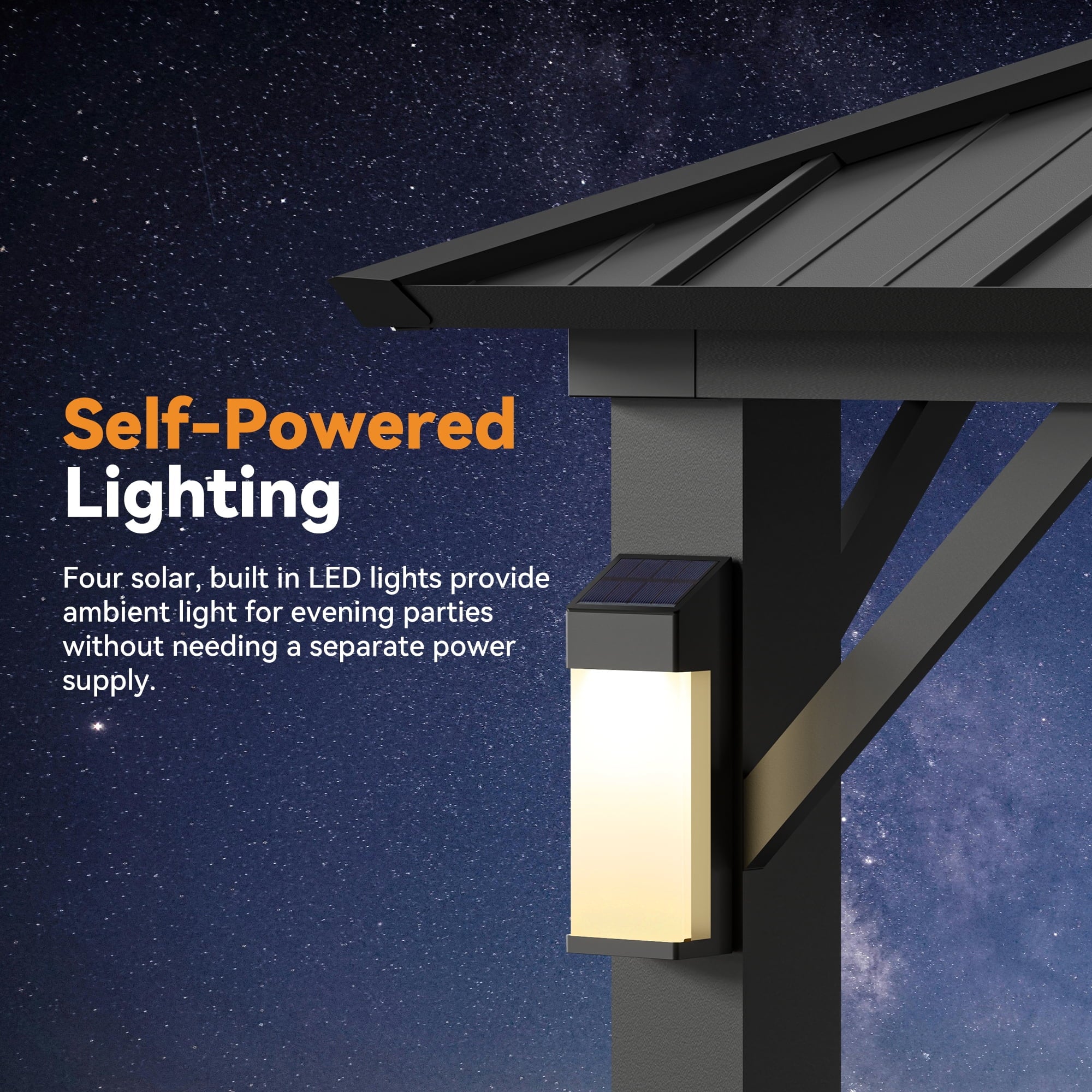 Modern Shade Horizon 12'x12' Hard Top Gazebo W/ Solar LED light