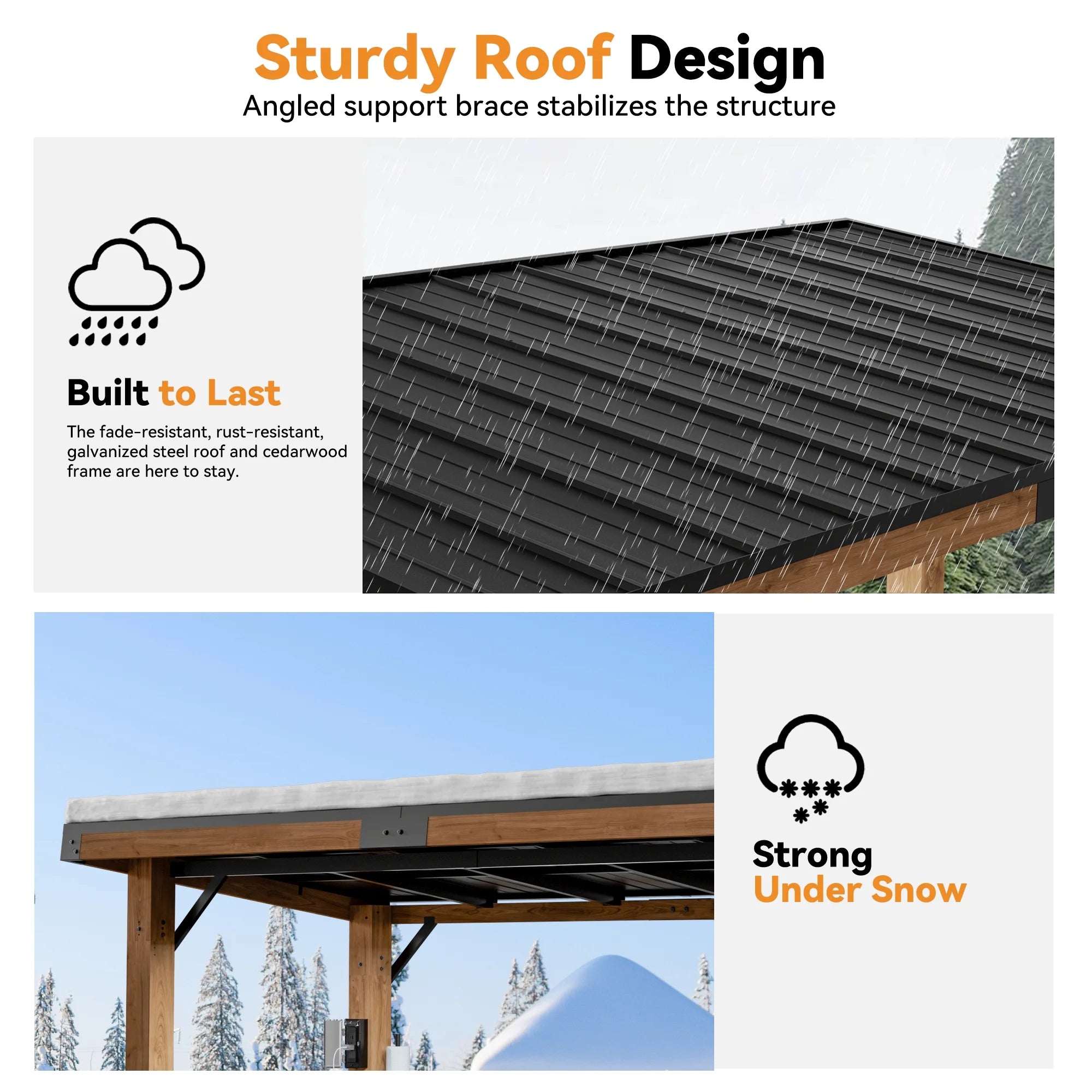 Modern Shade Woodberry 6'x12' Cedar Framed Hard Top Gazebo
