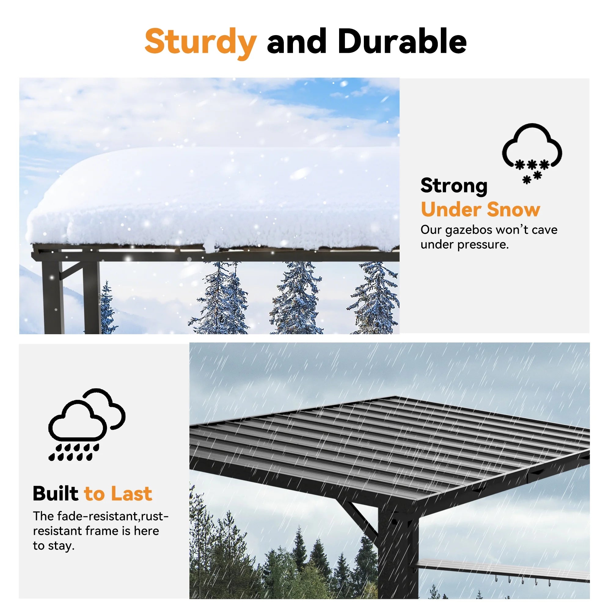 Covered Outdoor Hardtop Grill Gazebo 6'x12'with Side Shelf, Outdoor Gazebo with Bottle Opener & Hooks, Grill Canopy with Sturdy Rustproof Design for Backyard, Garden, Patio,Black