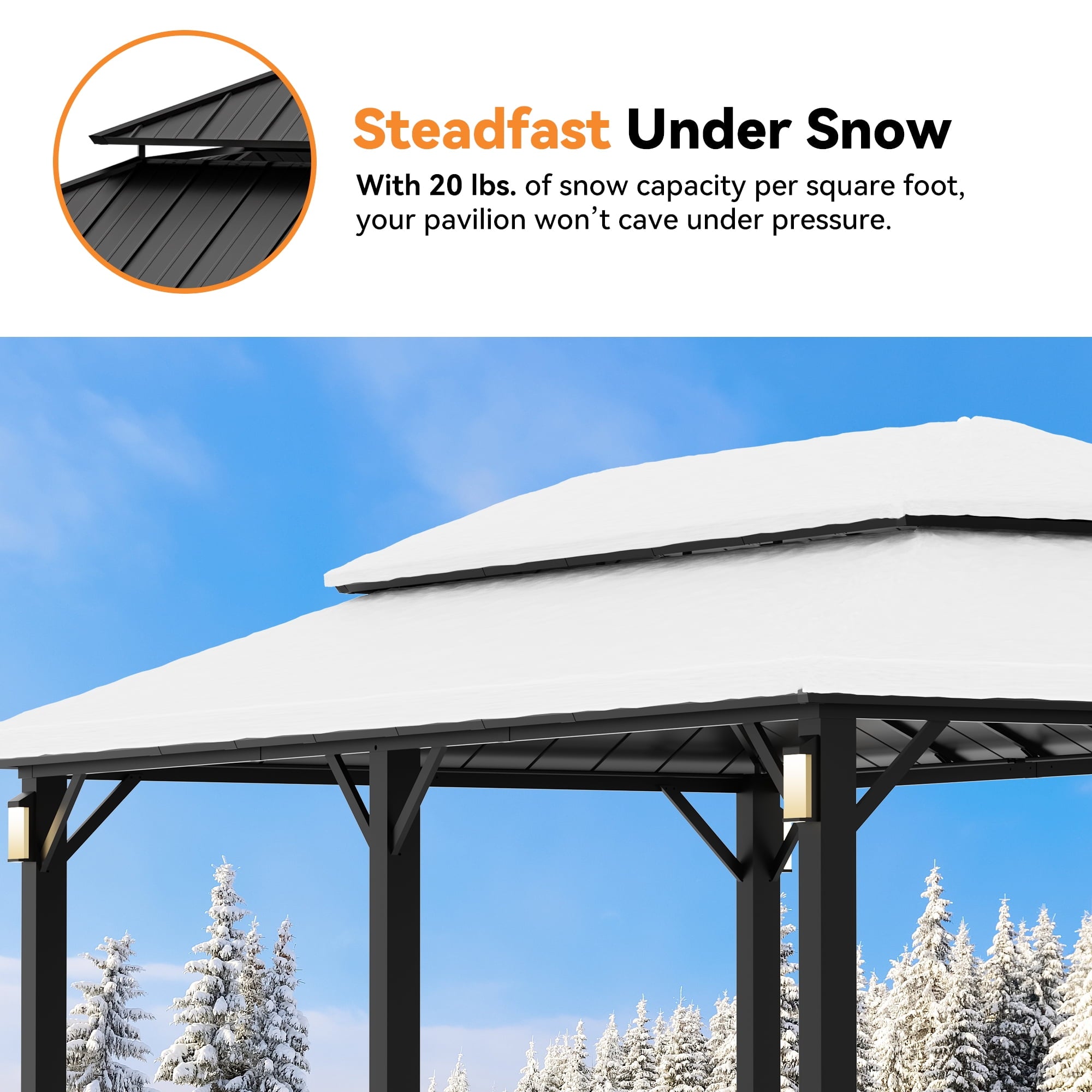 Modren Shape The Horizon 12'x20' Hard Top Gazebo W/ Solar LED light