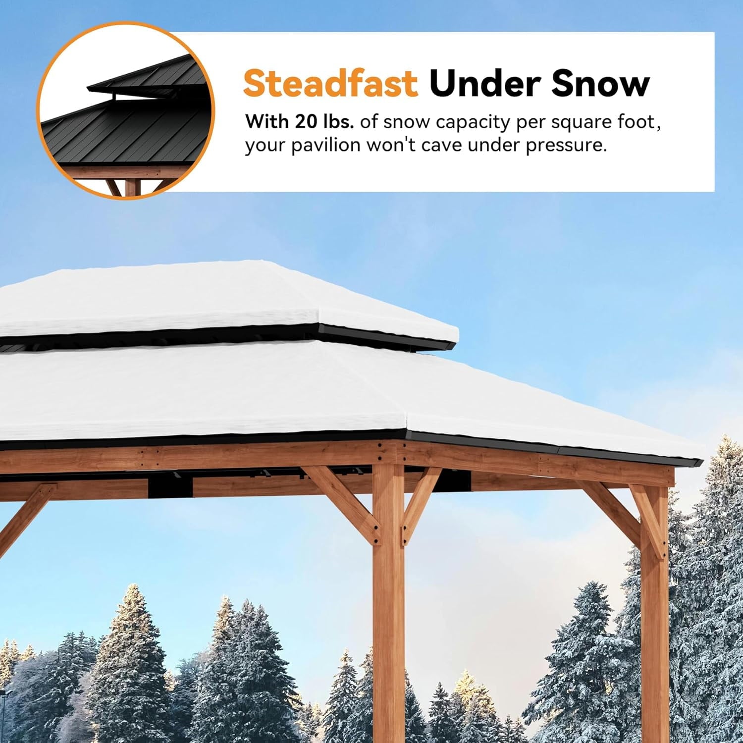 Modern Shade 12' x 16' Rosewood Wood Gazebo, Cedar Framed Wooden Gazebo with Double Galvanized Steel Roof,Permanent Hardtop Wood Grill Gazebo with Sturdy Hooks for Garden, Backyard,Patio,and Deck