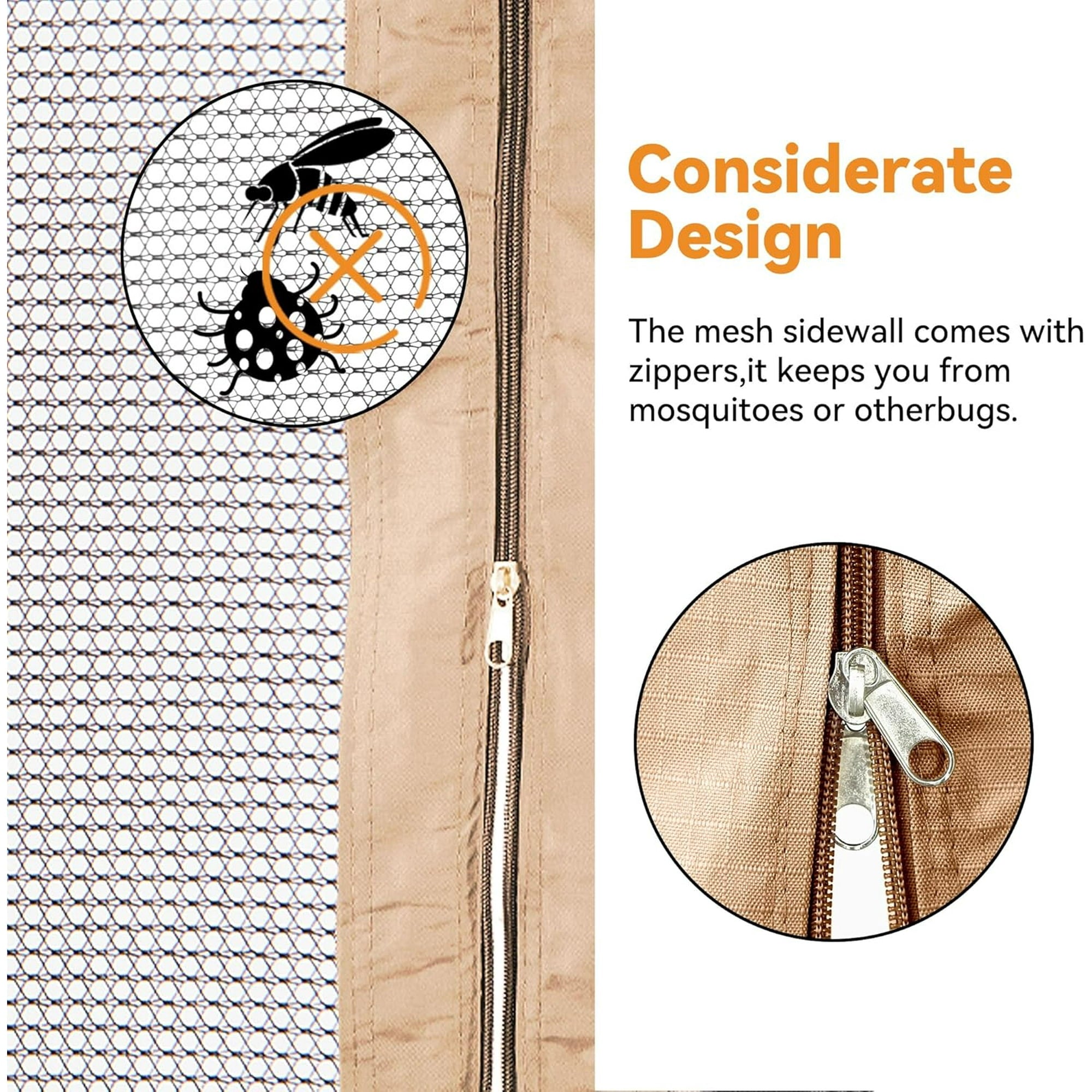 MODERN SHADE universal 4-Panel Mosquito Netting for 10x12 Gazebo,Patio Canopy Replacement with Zipper