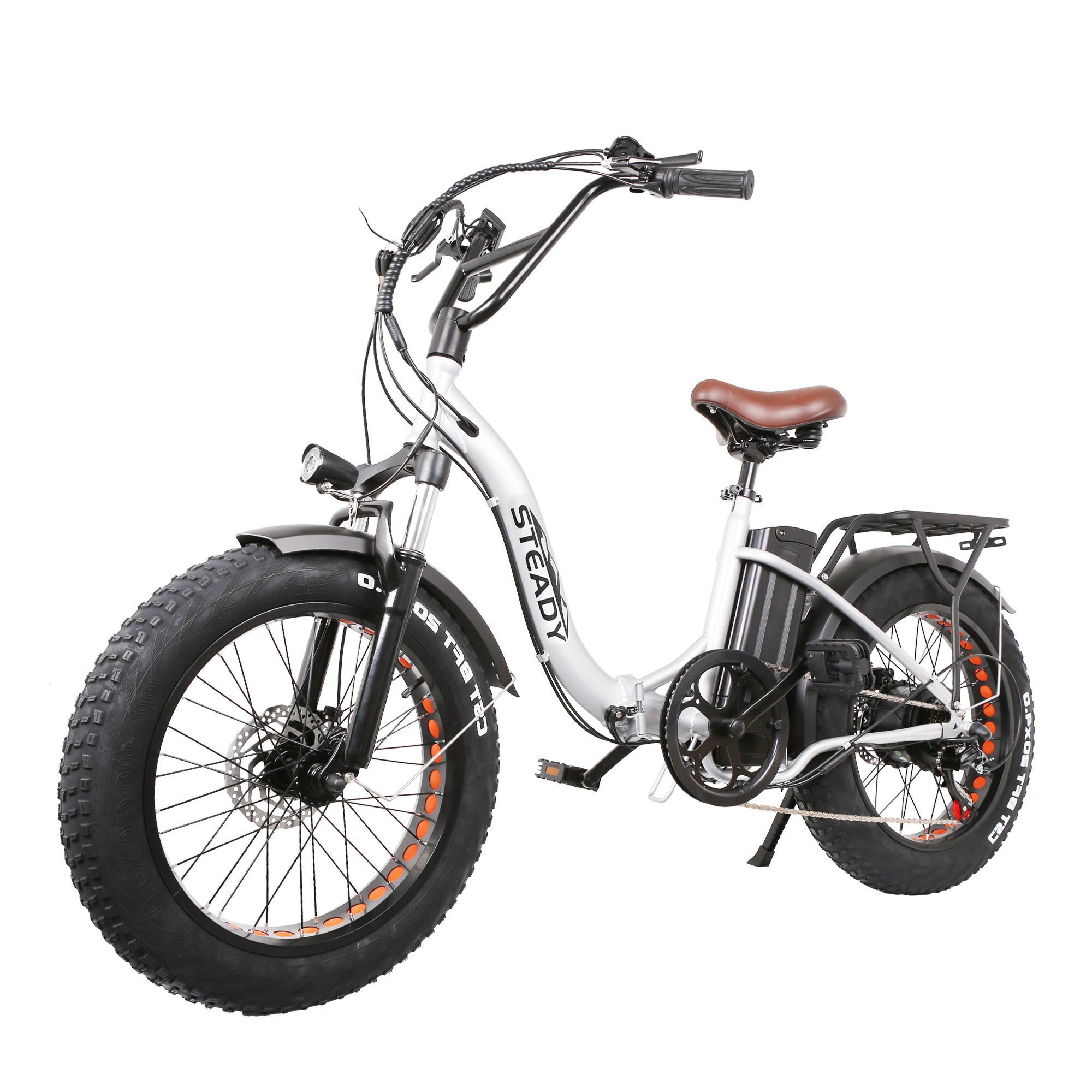 Ktoebyco Folding OX Series 20" 500W Foldable E-Bike - 6 Speed, 48V10A Battery, Silver
