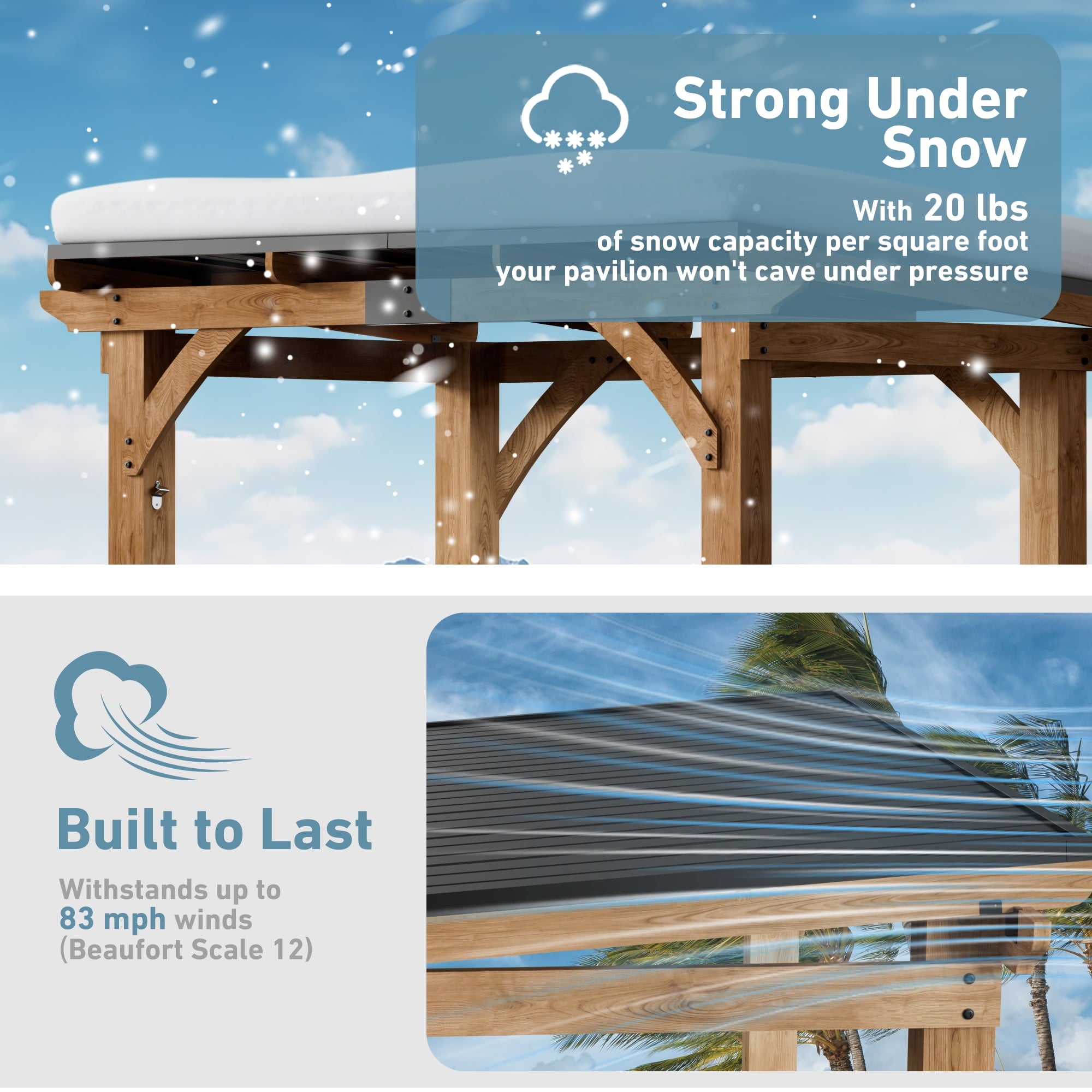 FONA 6'x8' Cedar Wood Grill Gazebo with Shelves,Paper Towel Holder,Steel Roof & USB Charging Ports